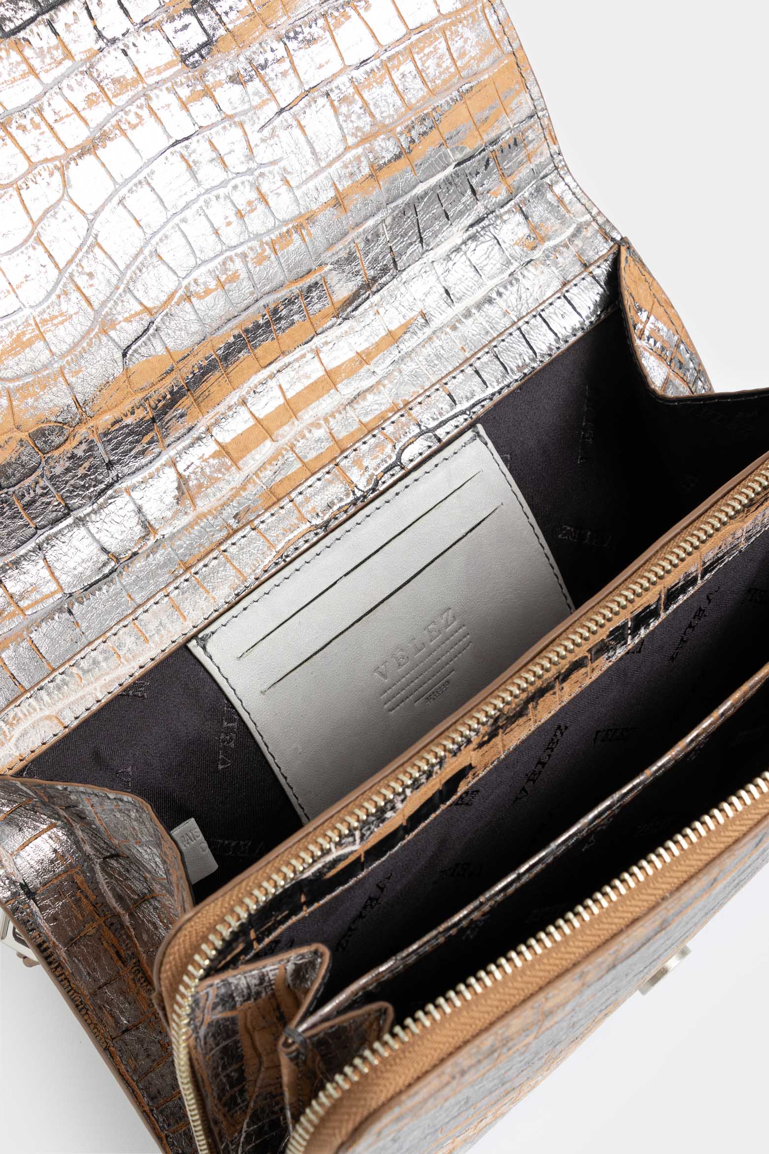 Abi Structu Leather Bowling Bag for Women with Foil Detail - Image 5