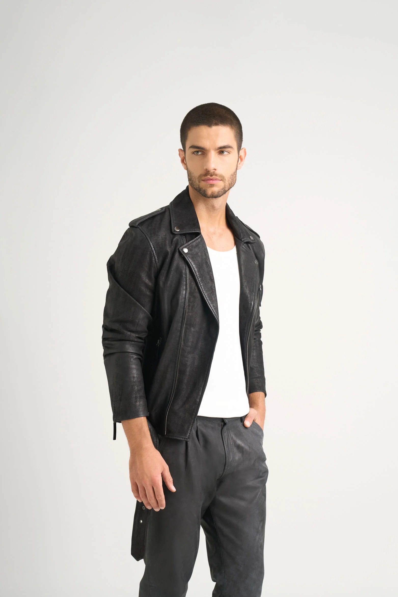 Alcor 2.0 Leather Biker Jacket for Men - Image 4