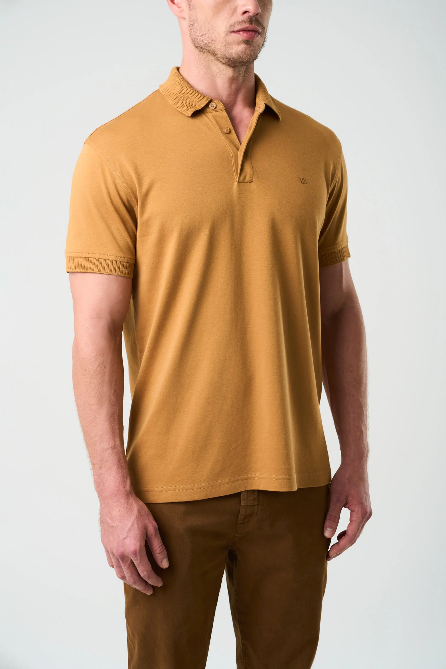 Alcor Short-Sleeve Polo for Men Ribbed Detail - Image 5