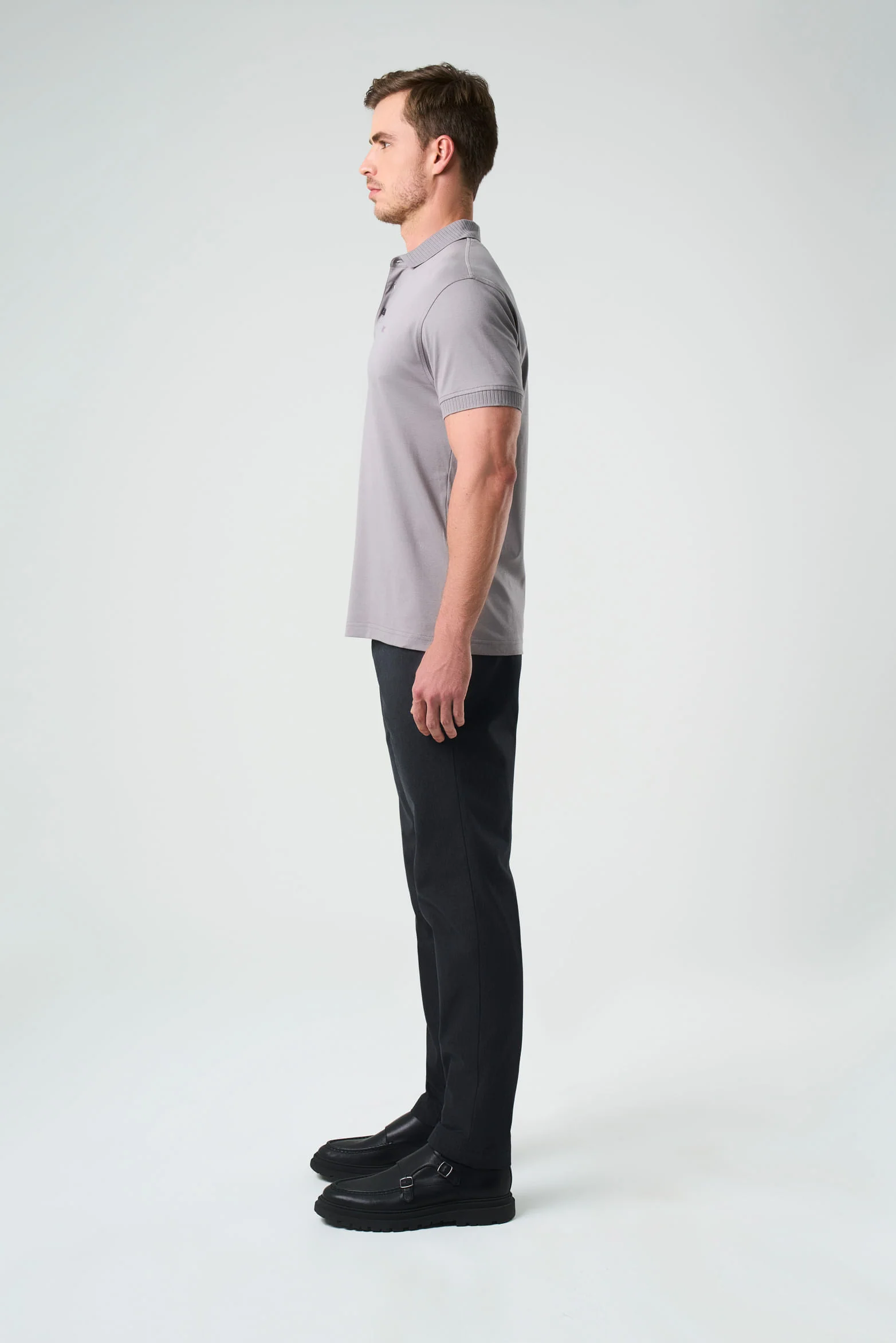 Alcor Short-Sleeve Polo for Men Ribbed Detail - Image 2