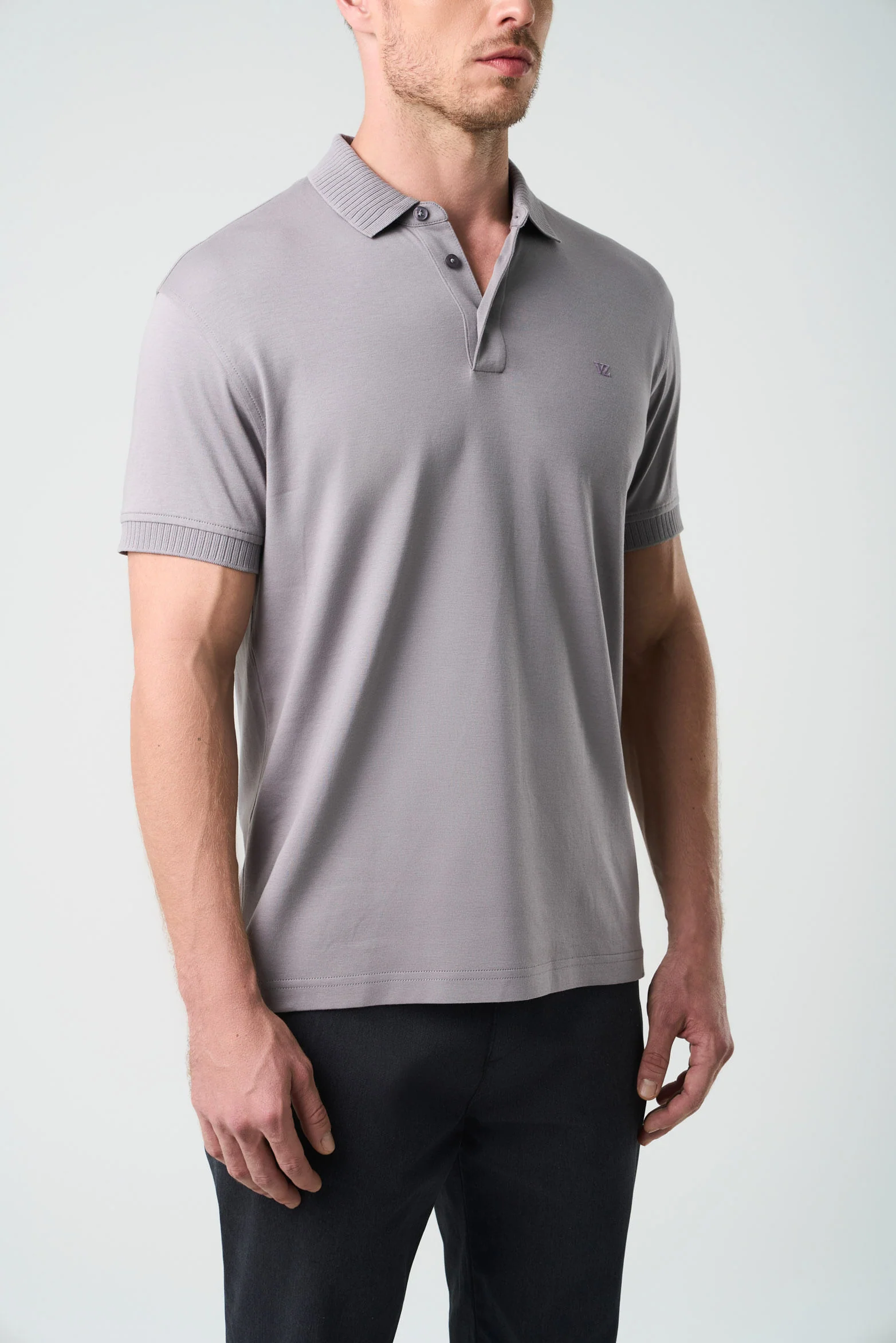Alcor Short-Sleeve Polo for Men Ribbed Detail - Image 5