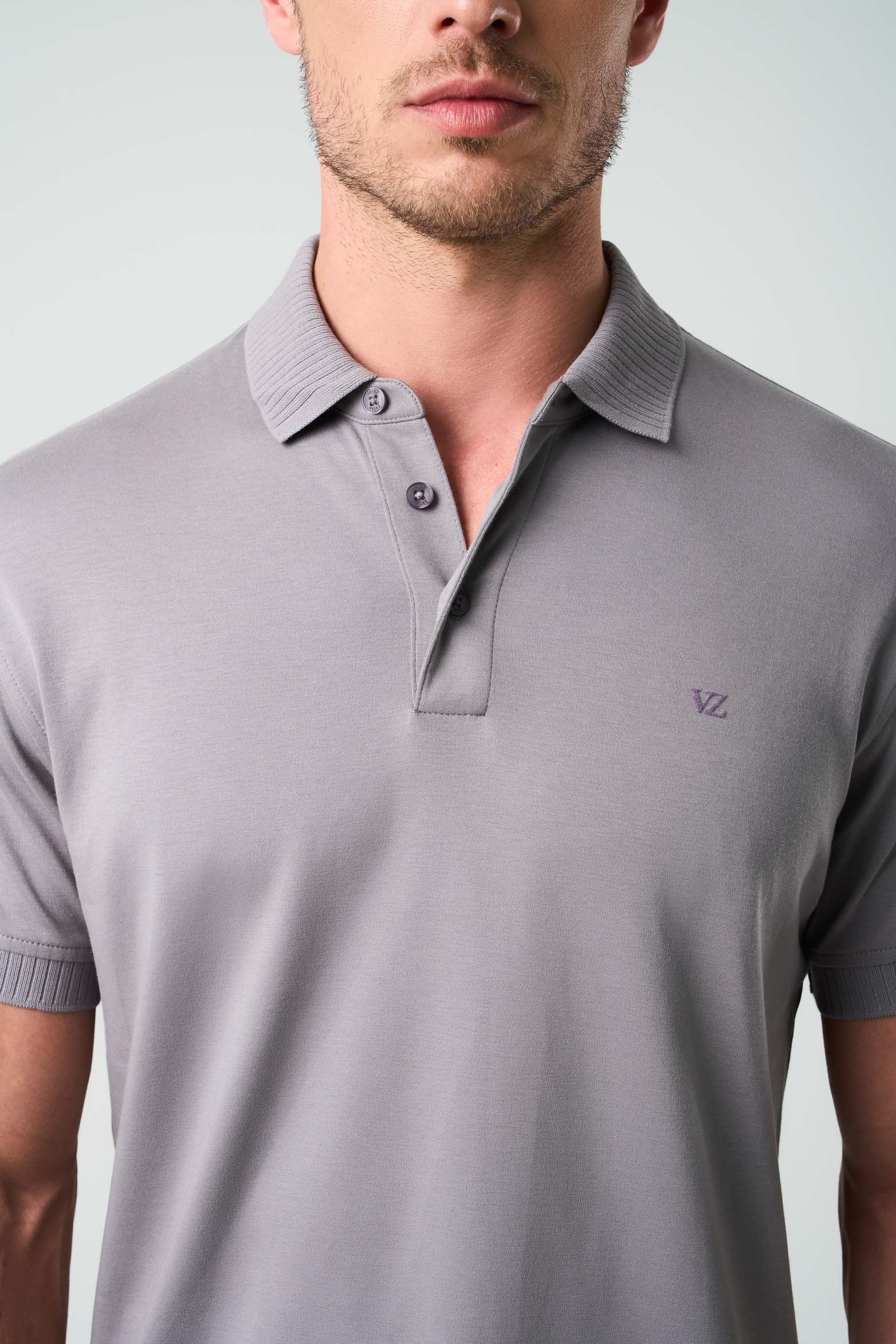 Alcor Short-Sleeve Polo for Men Ribbed Detail - Image 6