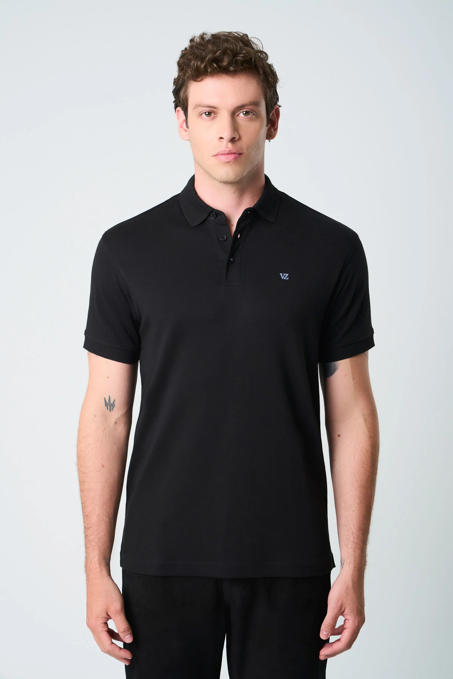 Alcor ShortSleeve Polo for Men with Ribbed Detail