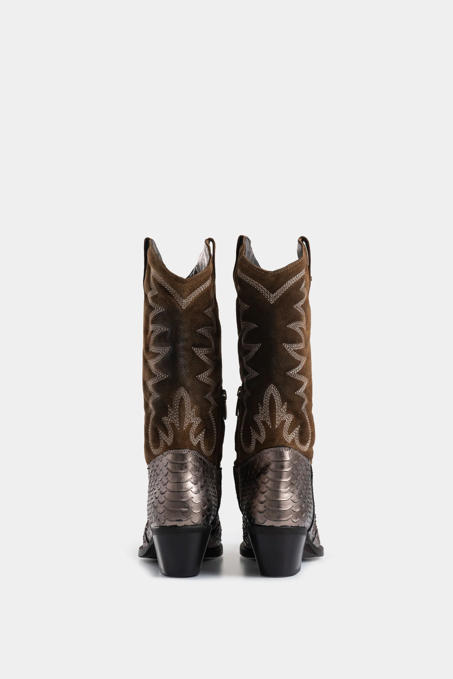 Alena Suede Leather Texan Boots for Women Rustic Finish - Image 3