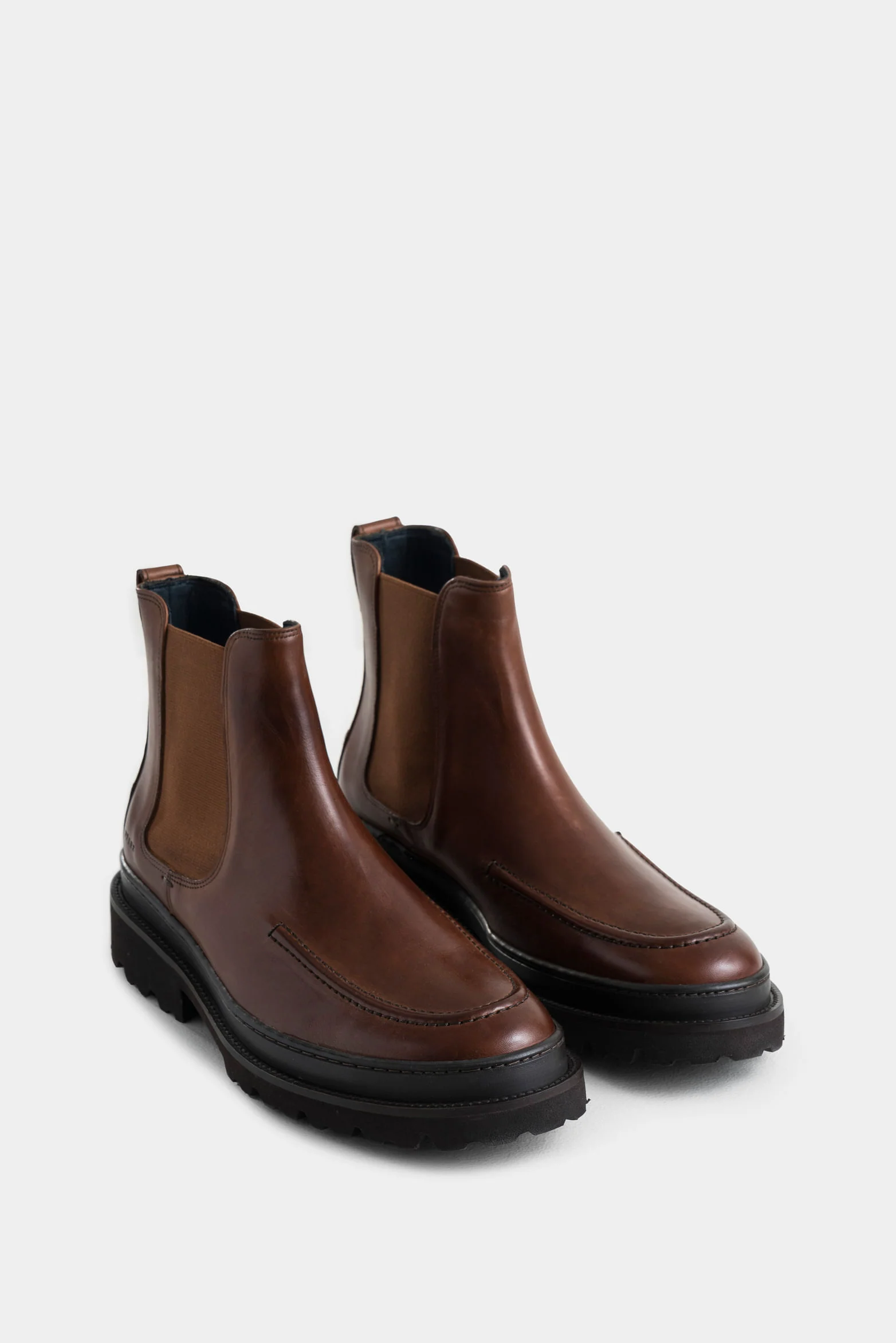 Amber Leather Boots for Men with Vein Detailing on Toe - Image 2