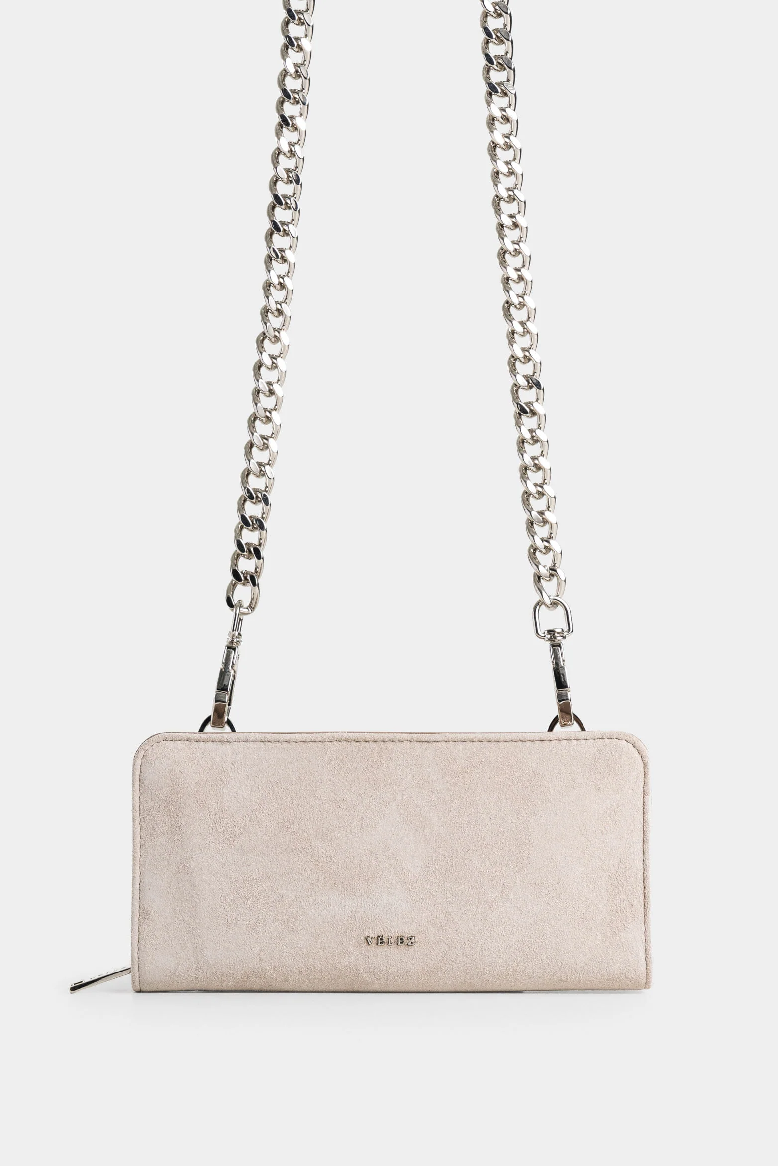 Angola Suede Leather Checkbook Holder for Women with Chain Strap