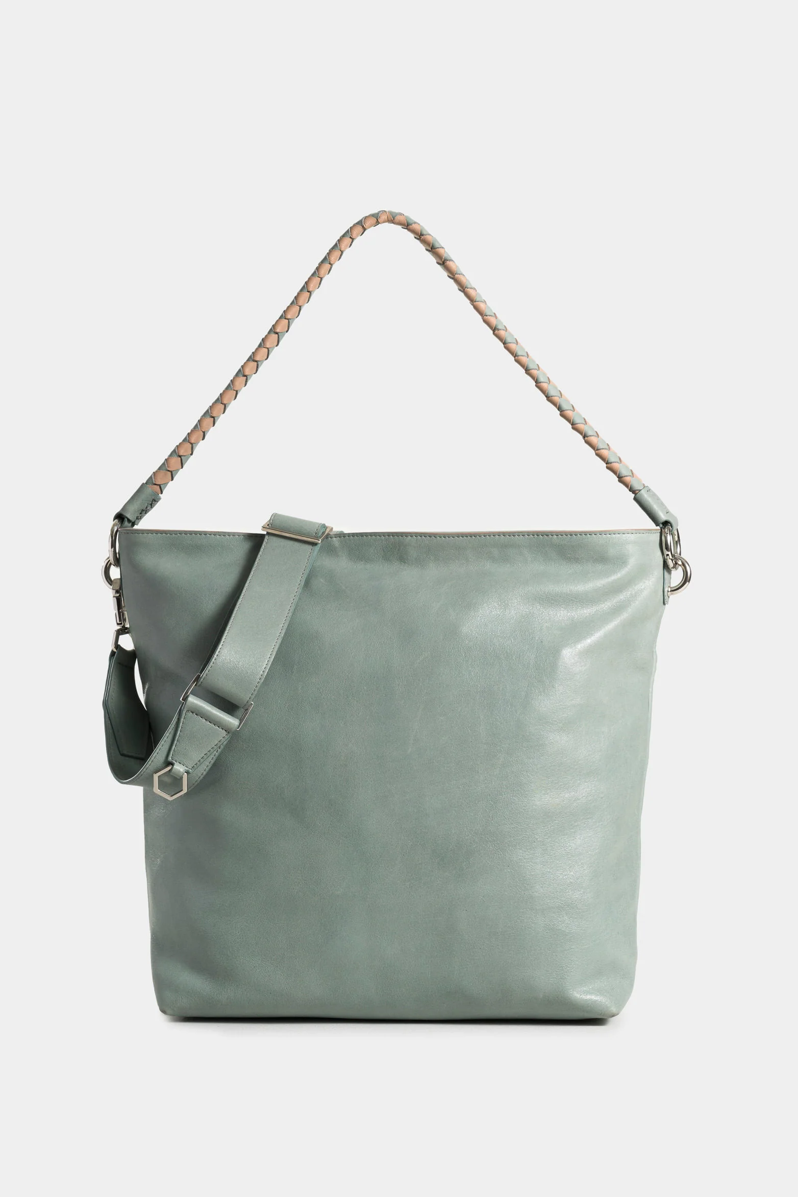 Argelia 2.0 Leather Shopping Bag with Bicolor Braided Handle for Women - Image 3