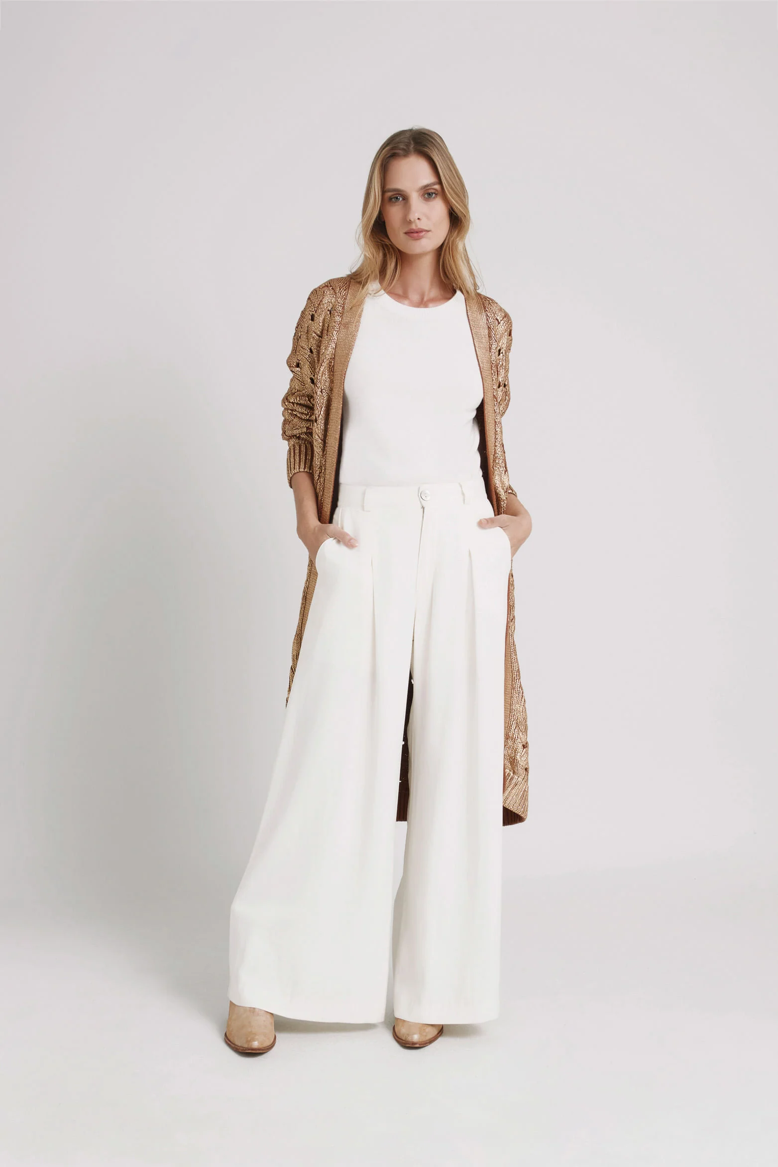 Aurora Knit Cardigan with Metallic Texture for Women