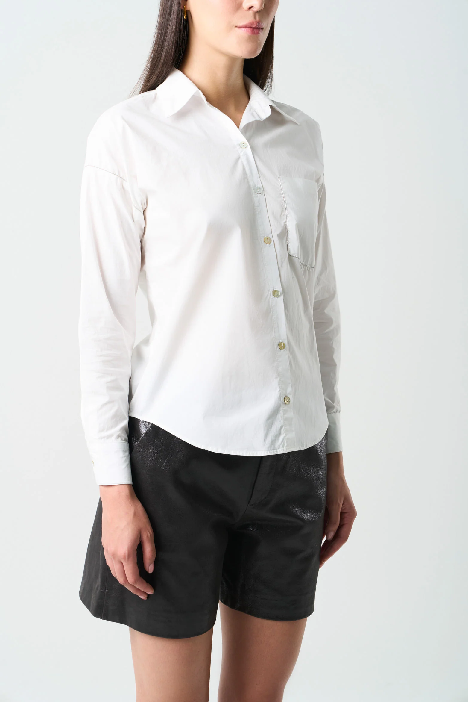 Basic LongSleeve Shirt for Women in Plain Weave with Millaré Detail - Image 5