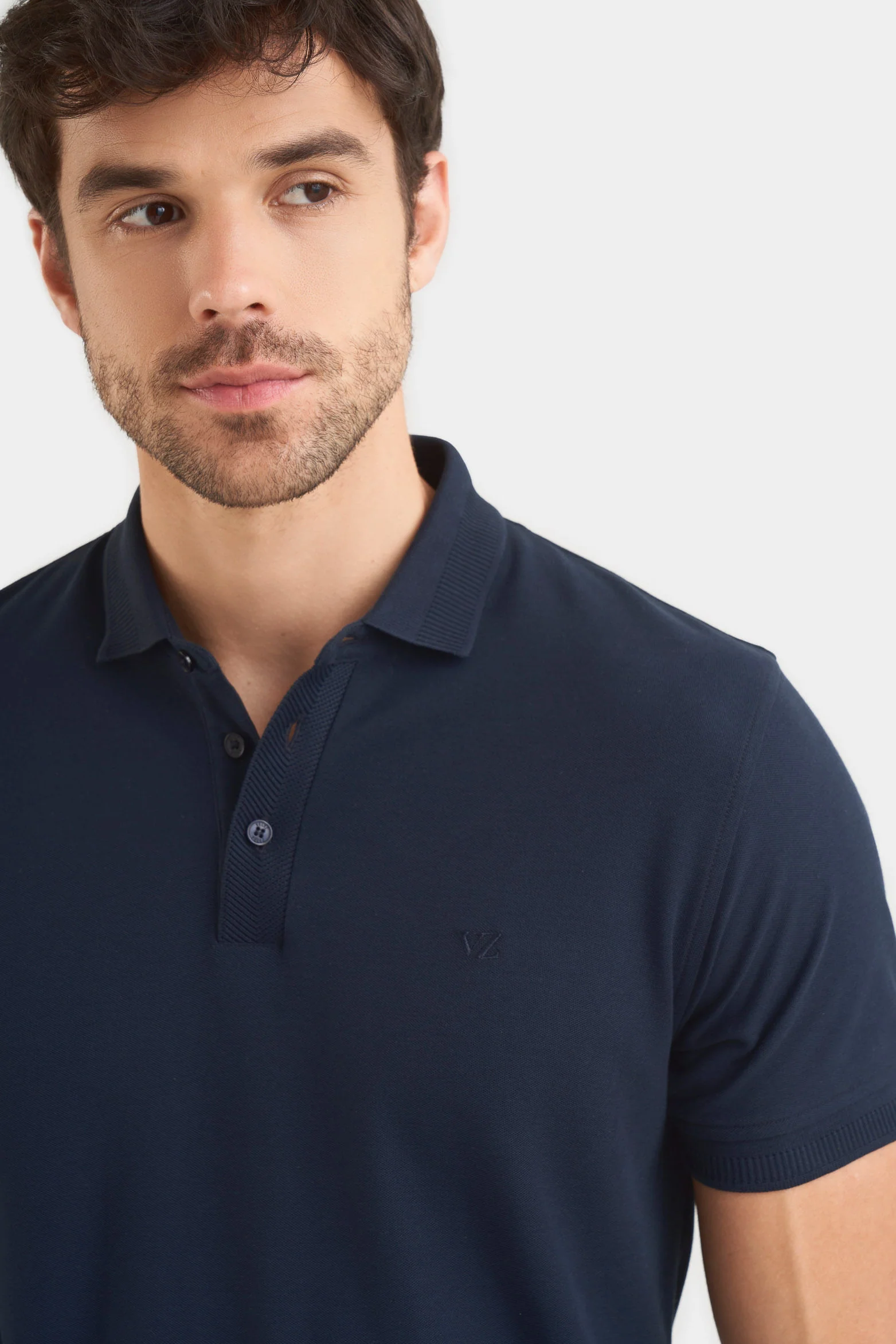 Casual Polo in Dark Blue Pima Cotton - Image 2