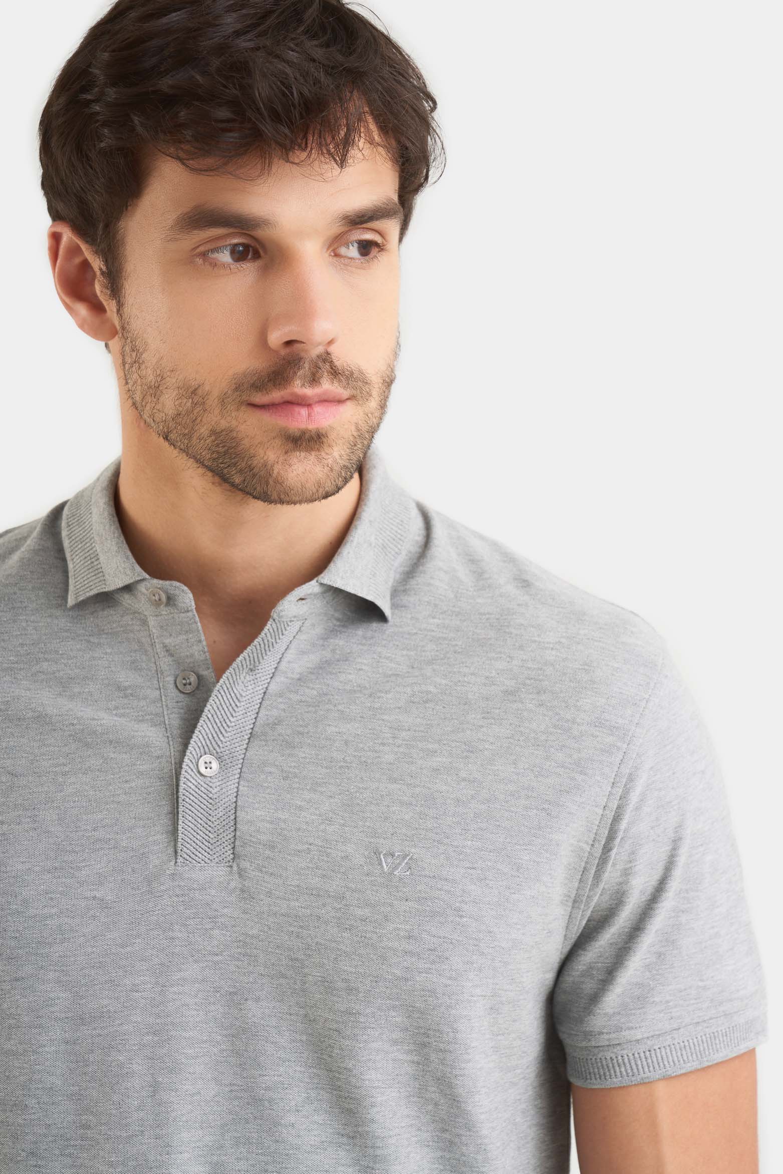 Casual Polo in Gray Pima Cotton - Image 2