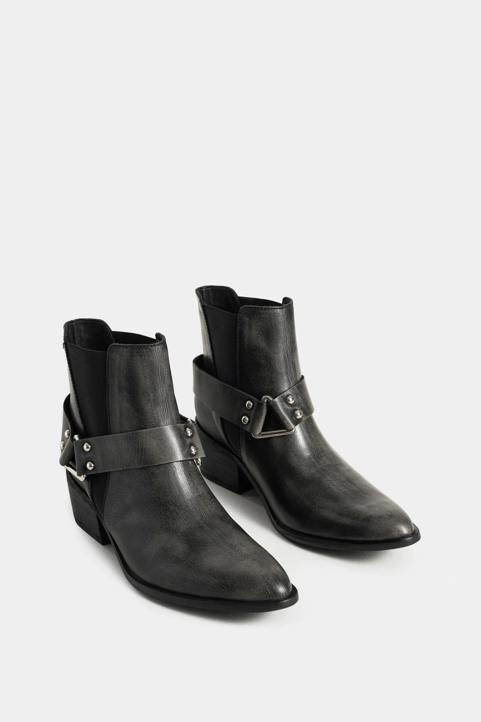 Cicuta Brush Off Leather Ankle Boots for Women with Triangular Stirrup - Image 2