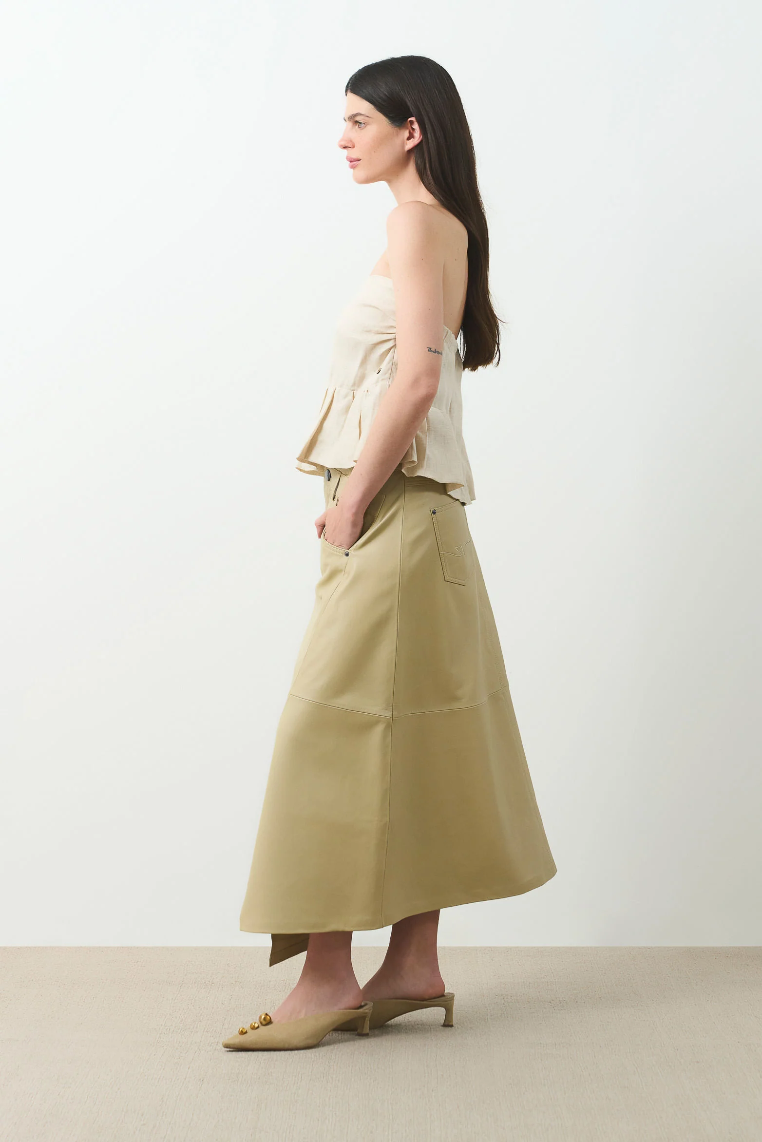 Cleo asymmetrical leather skirt for women - Image 2