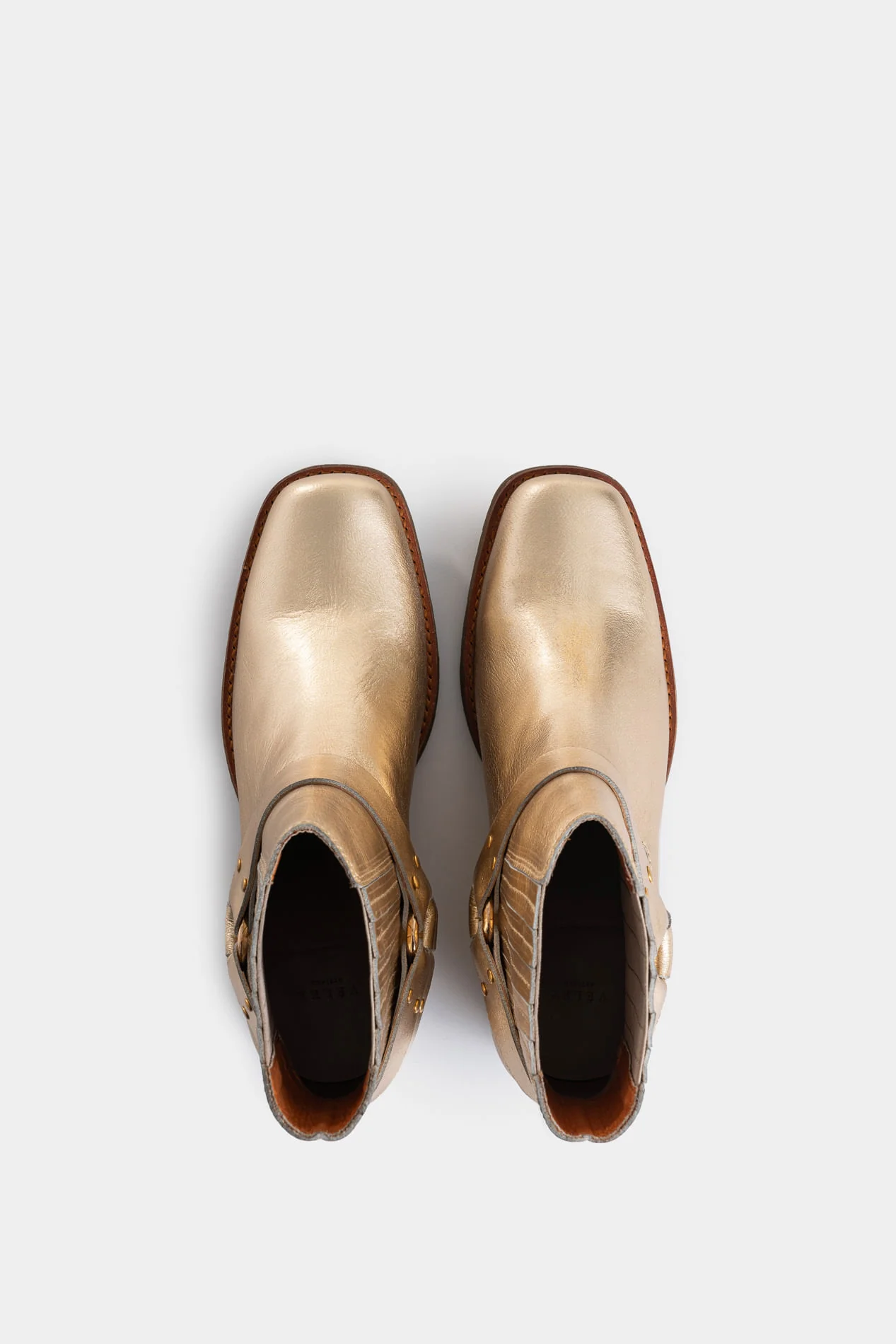 Dima square-toe Western booties in foil leather for women - Image 4