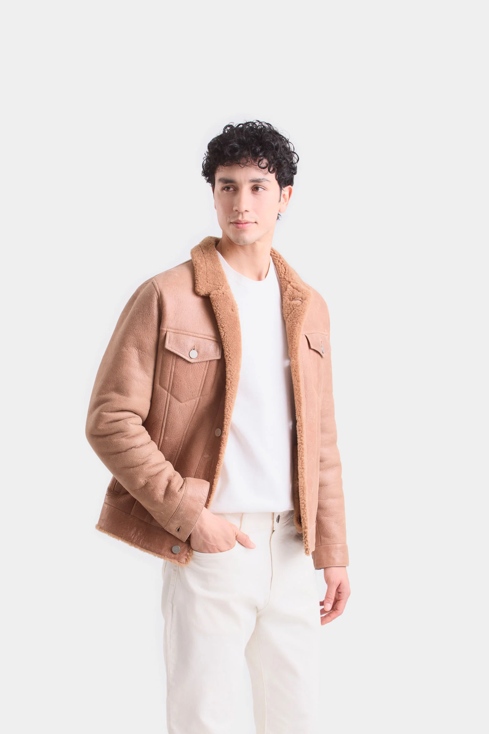 Ebro Leather Jacket for Men with Truckerilhouette Honey - Image 3