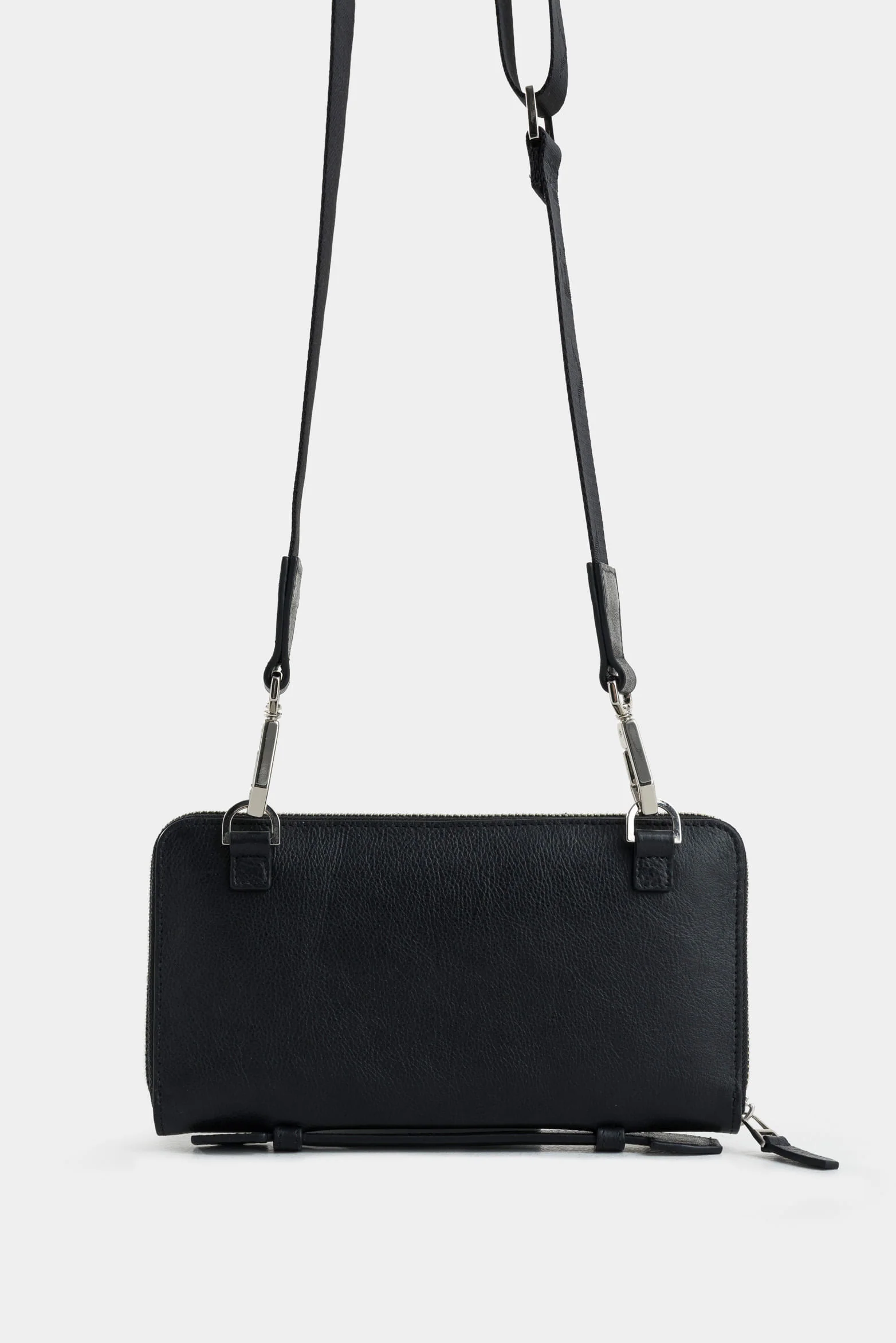 Elba Leather Sling Bag for Men with Front Weave in Black - Image 3