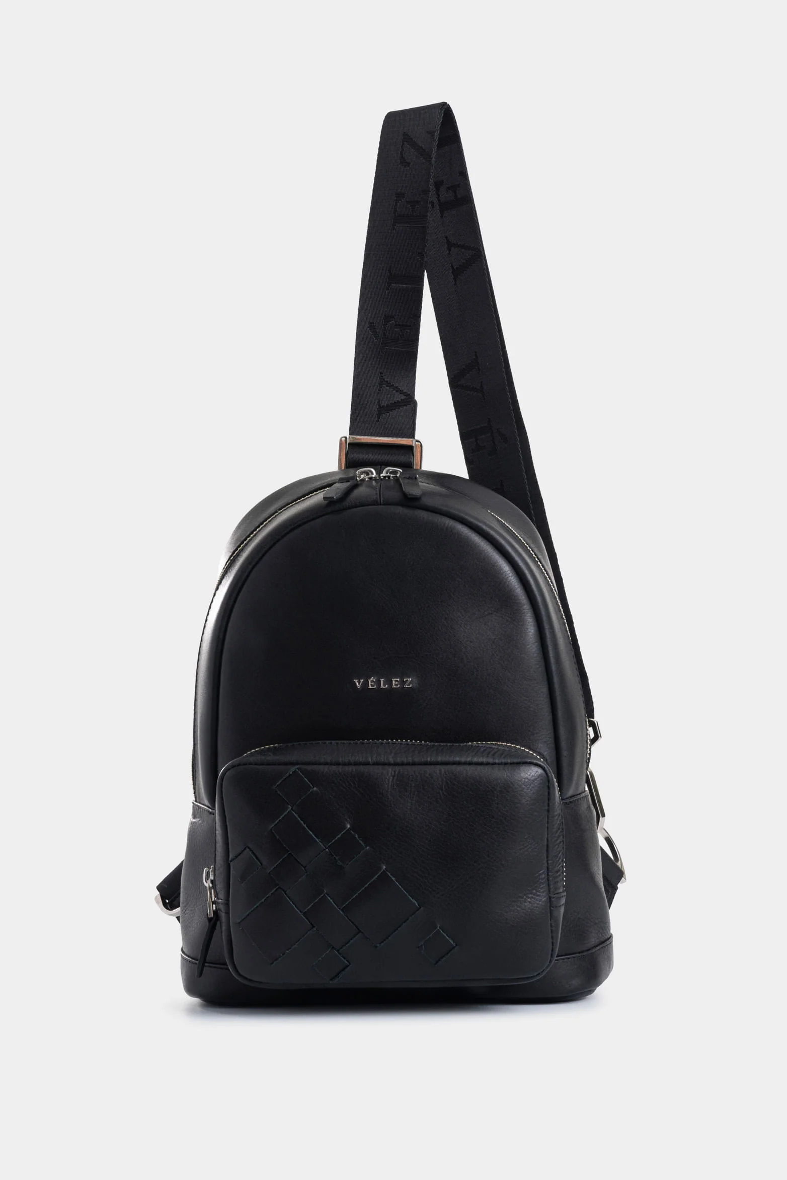 Enif leather crossbody bag for men with woven detail