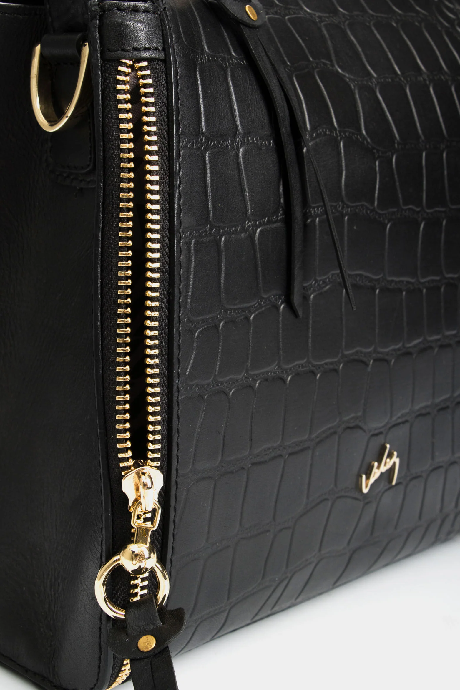 Fez HandHandbags in Embossed Black Leather - Image 5