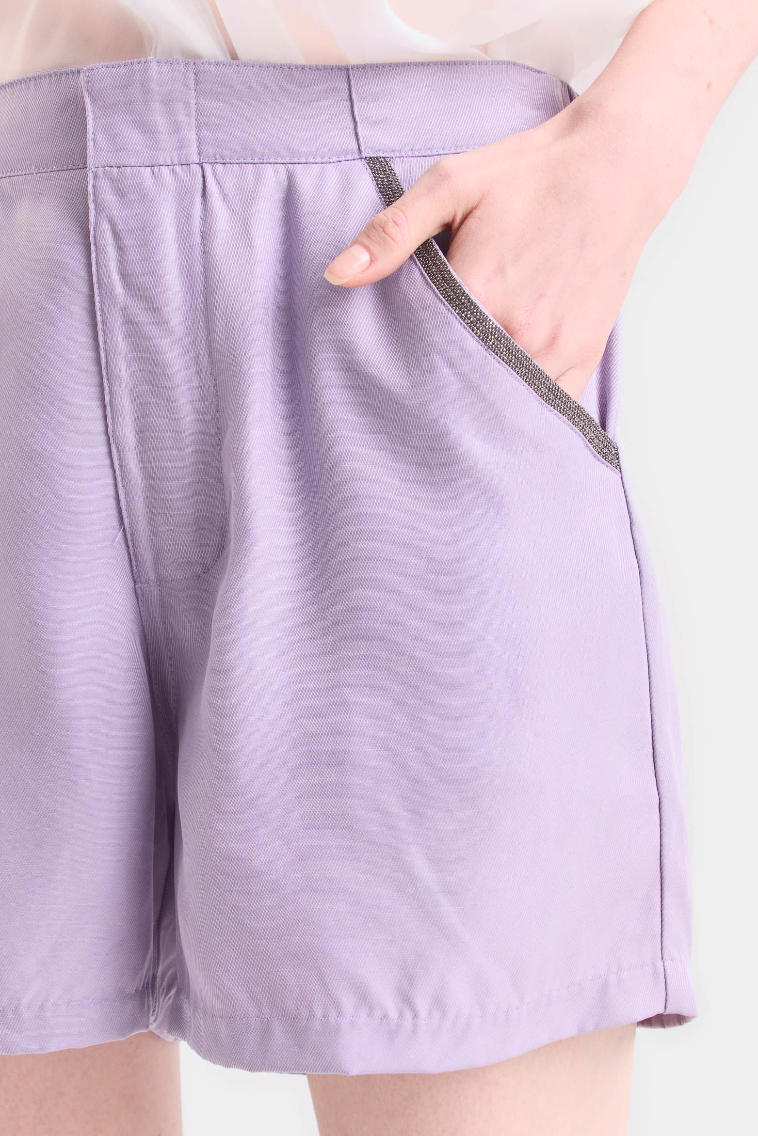 Flat Weave Short Shorts for Women with Milgrain Detail - Image 2