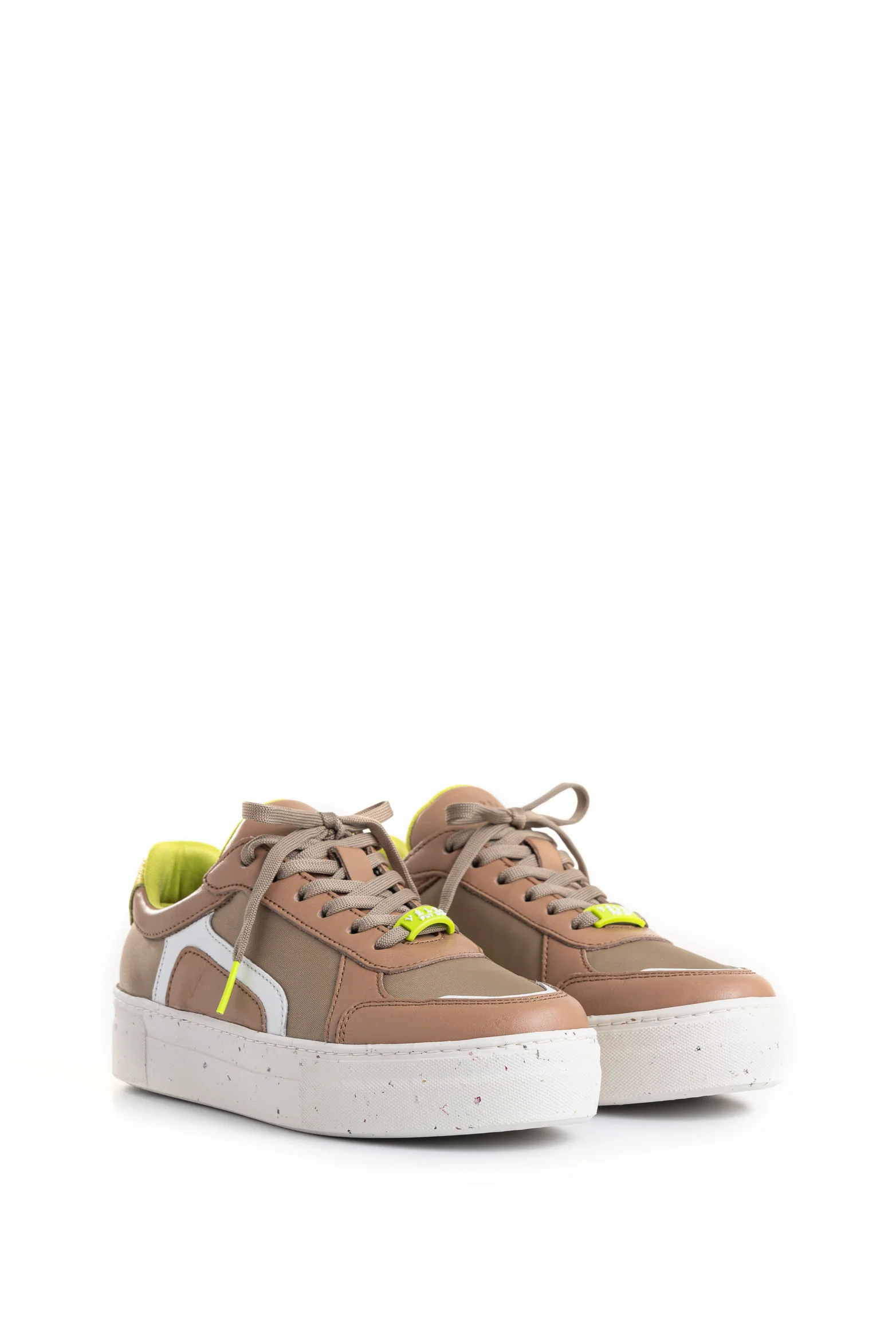 Flexus Leather and Canvas Sneakers for Women with Contrast Color Detail - Image 3