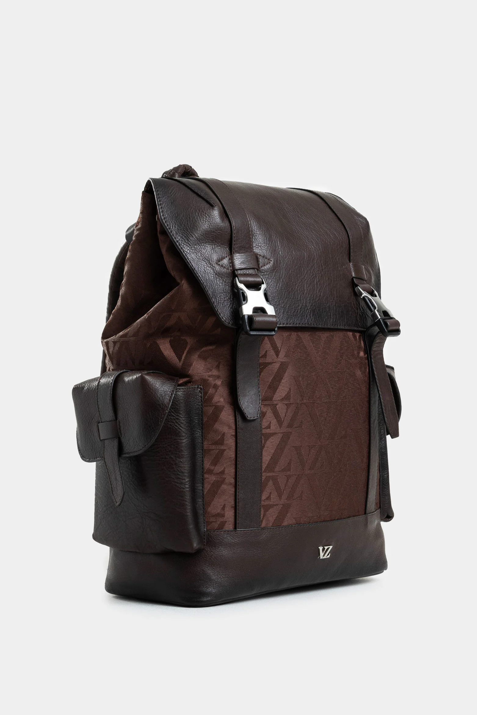 Garda Leather Backpack for Men with Jacquard Monogram in Coffee - Image 2