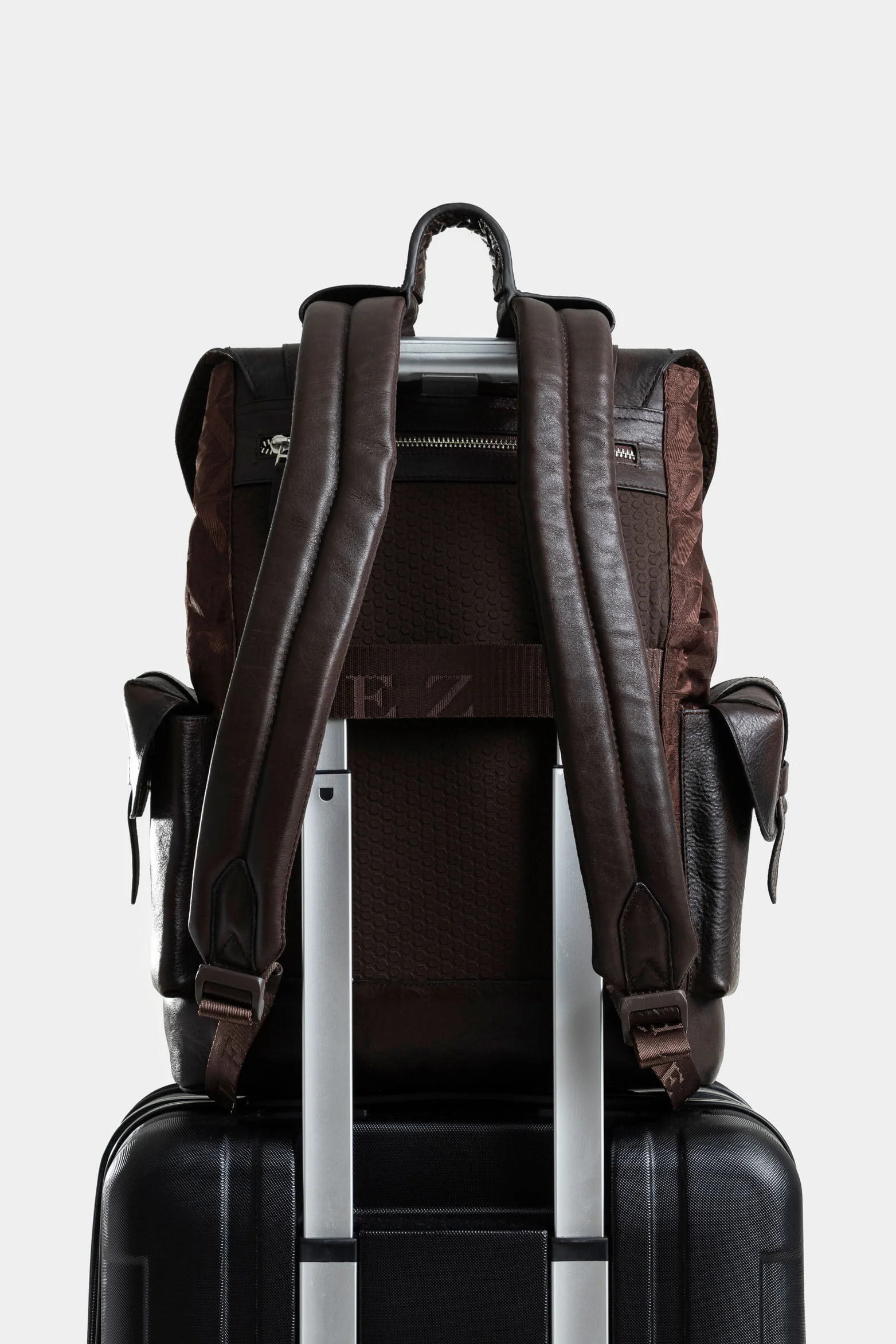 Garda Leather Backpack for Men with Jacquard Monogram in Coffee - Image 3