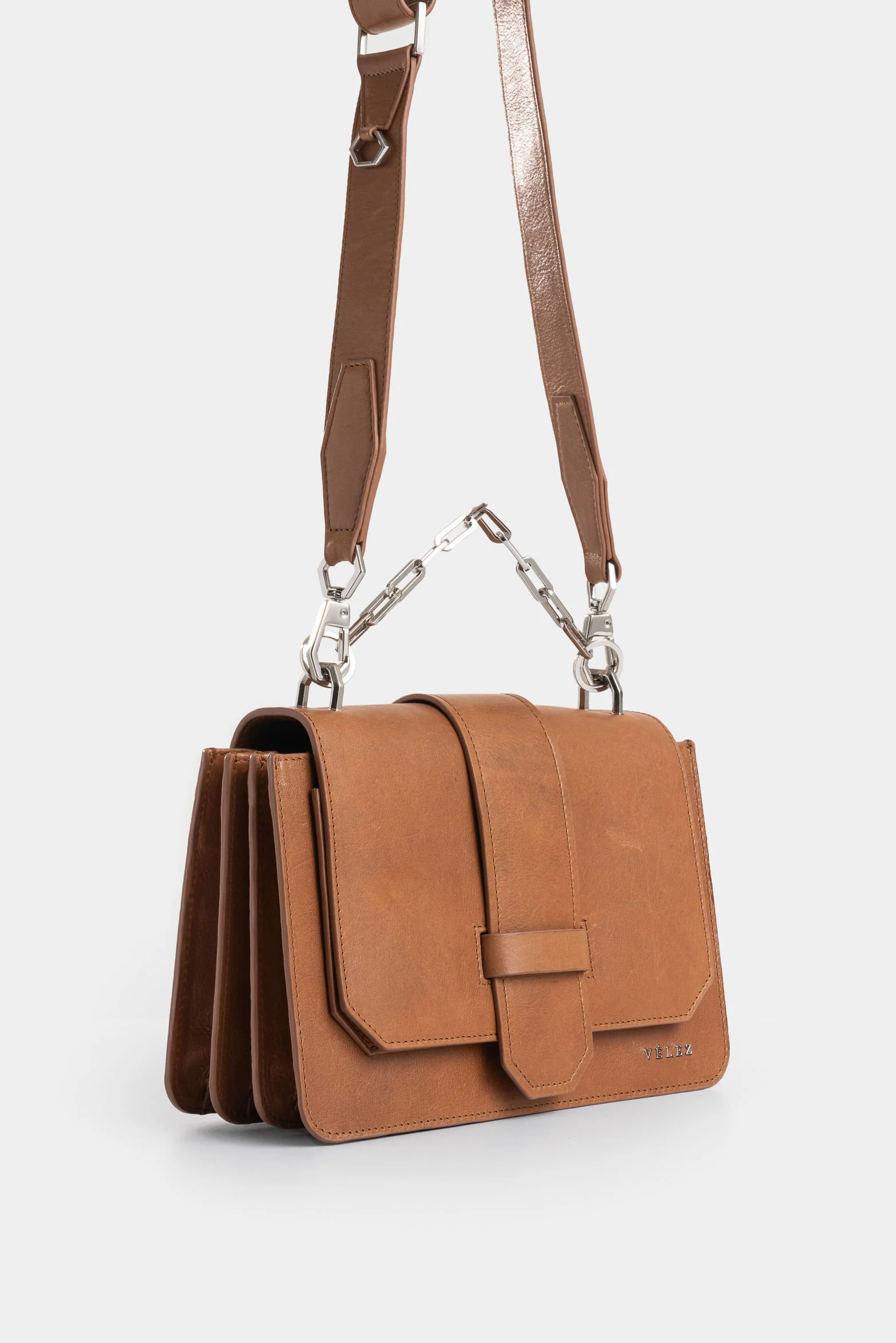Garniel Maxi Hair Leather Bowling Bag for Women with Chain - Image 2