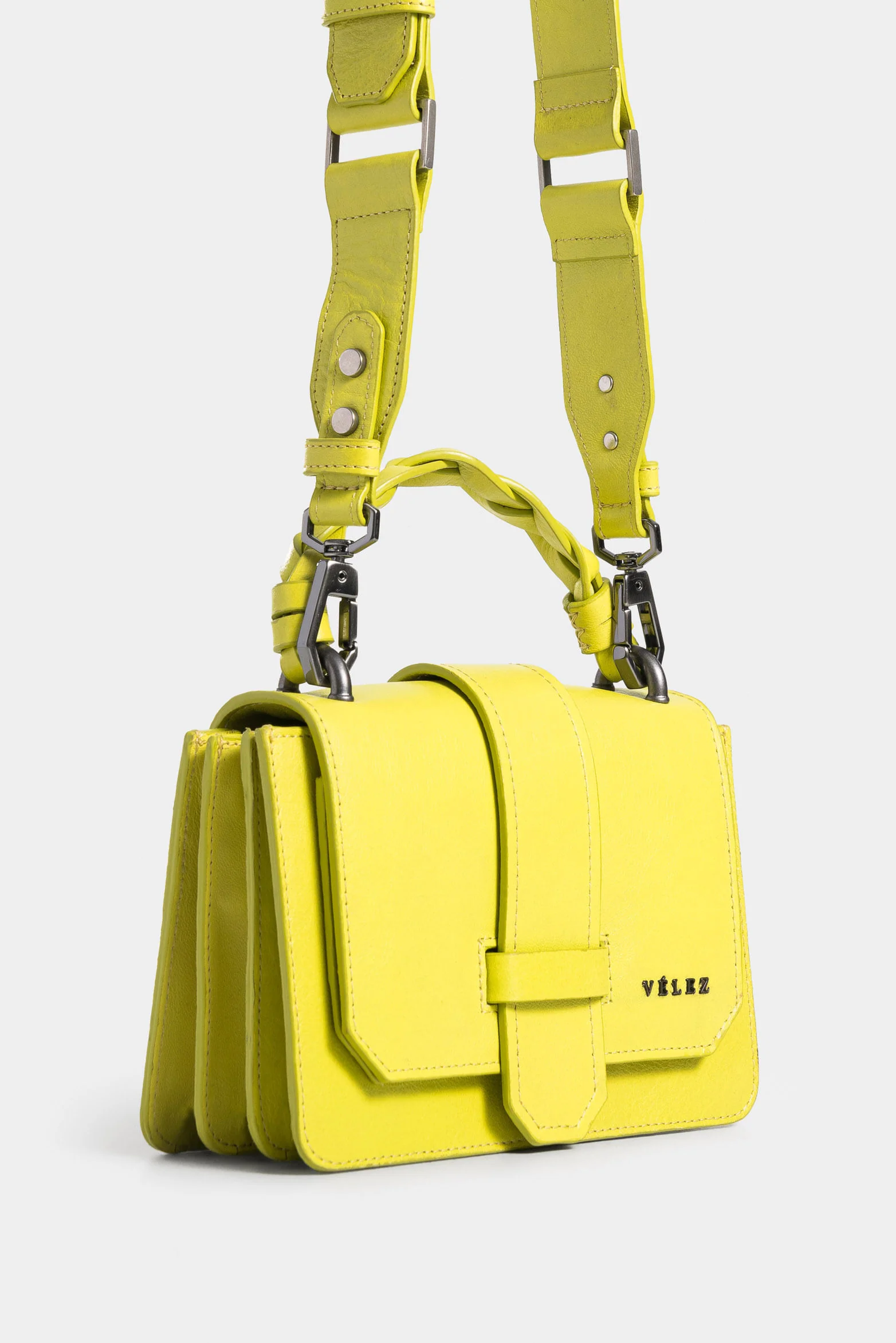 Garniel Mini Bowling BagLeather for Women with Braided Handle - Image 2