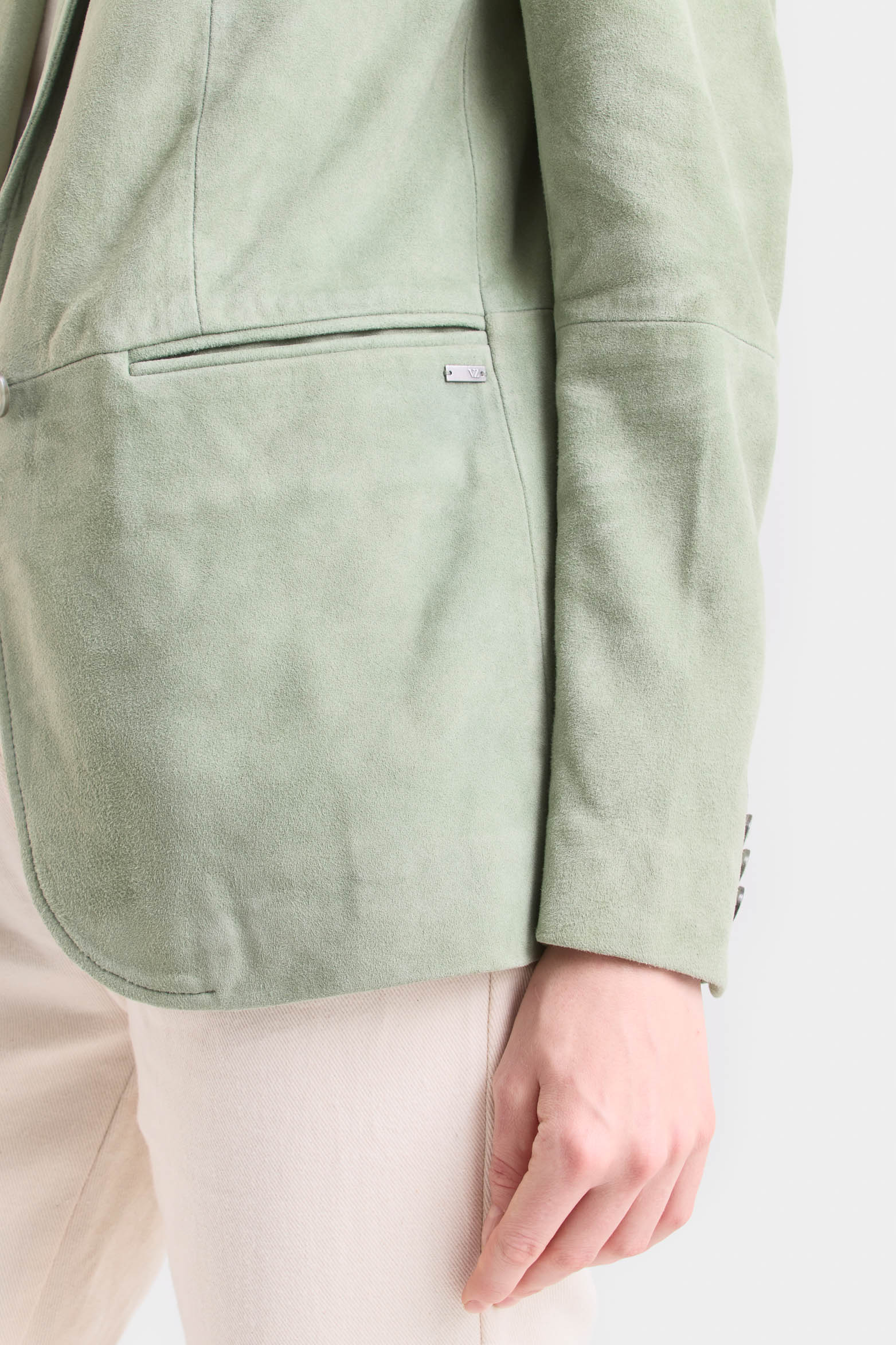 Gobi Suede Blazer for Women with Ribbed Pocket - Image 4