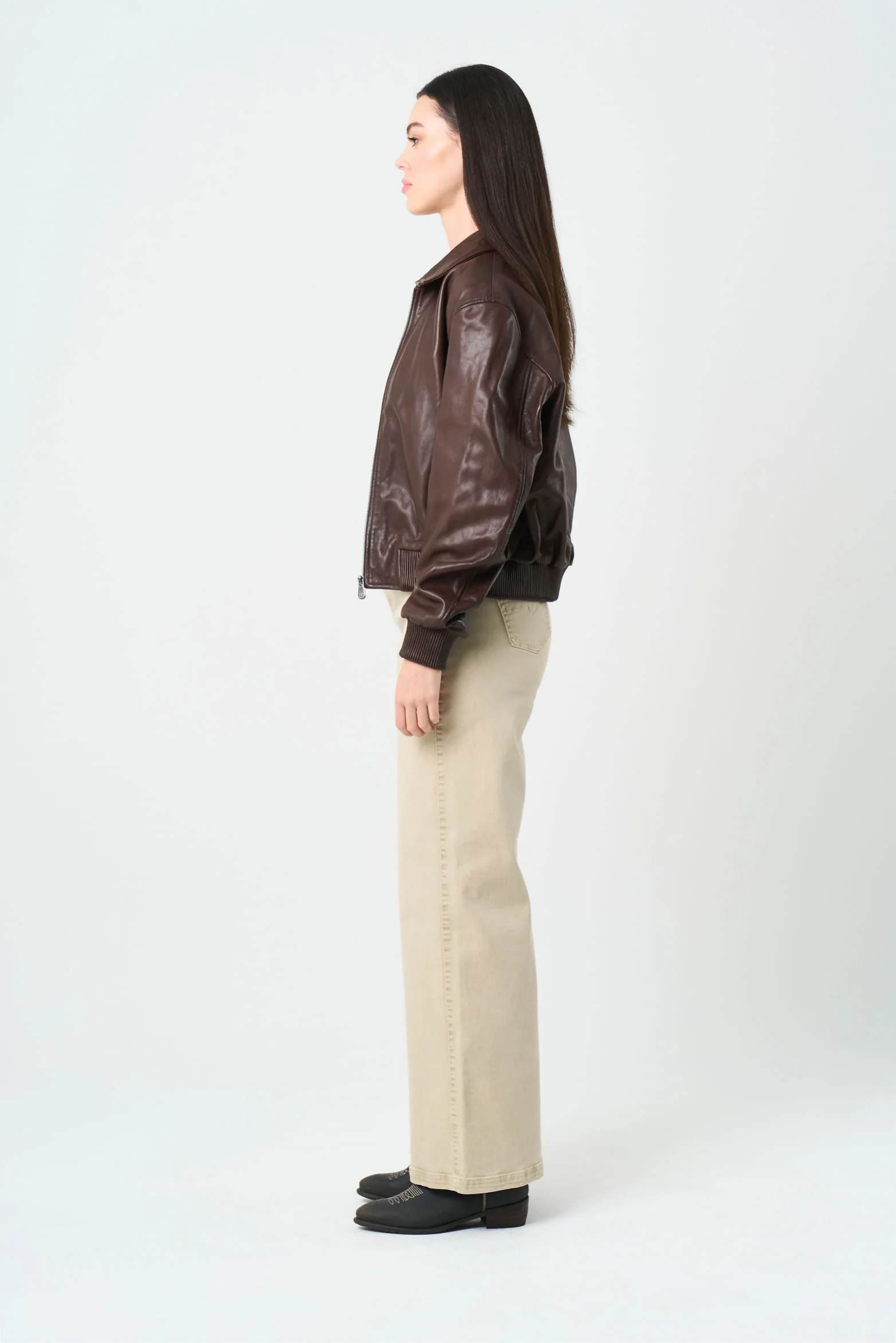 Hazel Women's Bomber Leather Jacket - Image 2