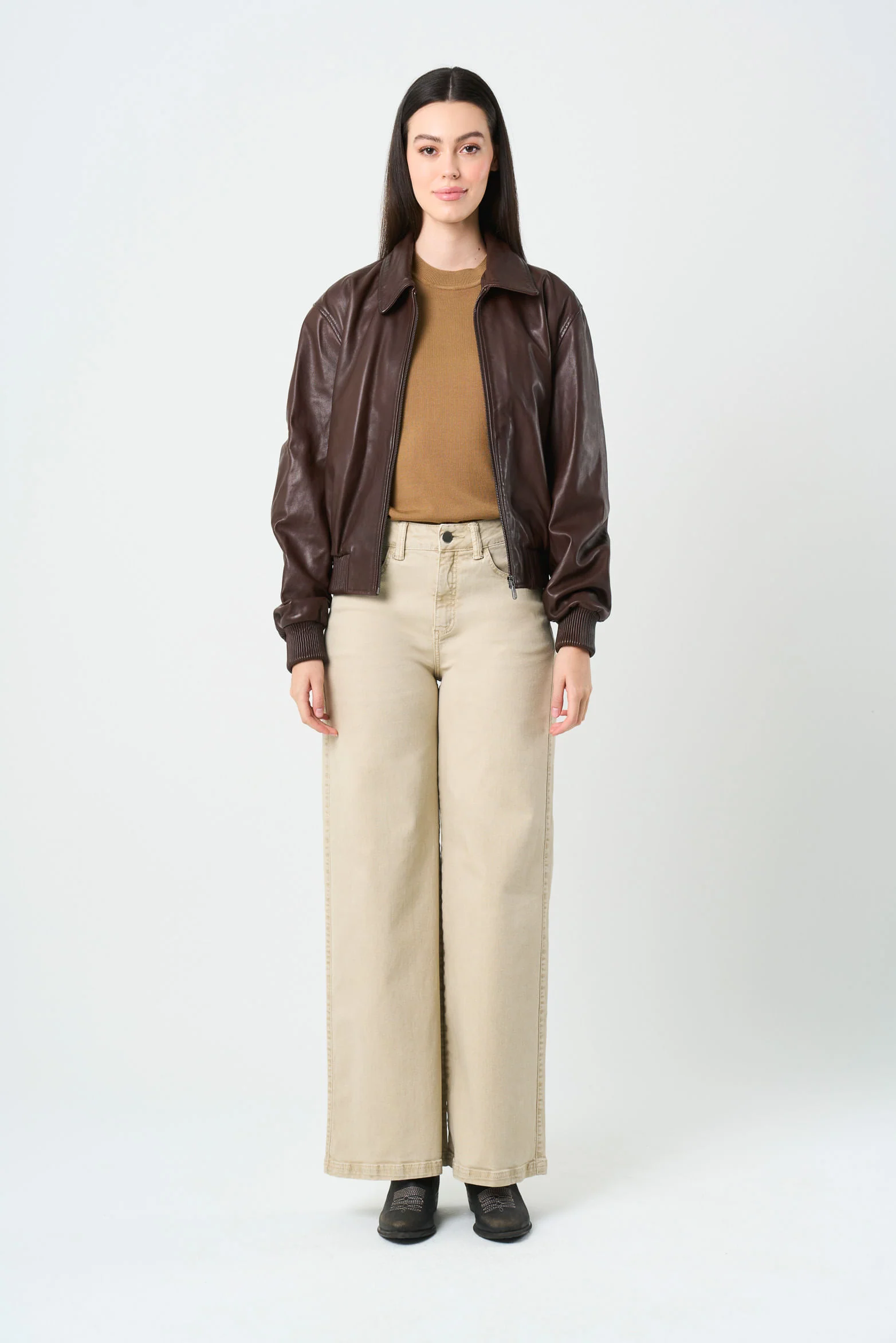 Hazel Women's Bomber Leather Jacket - Image 4