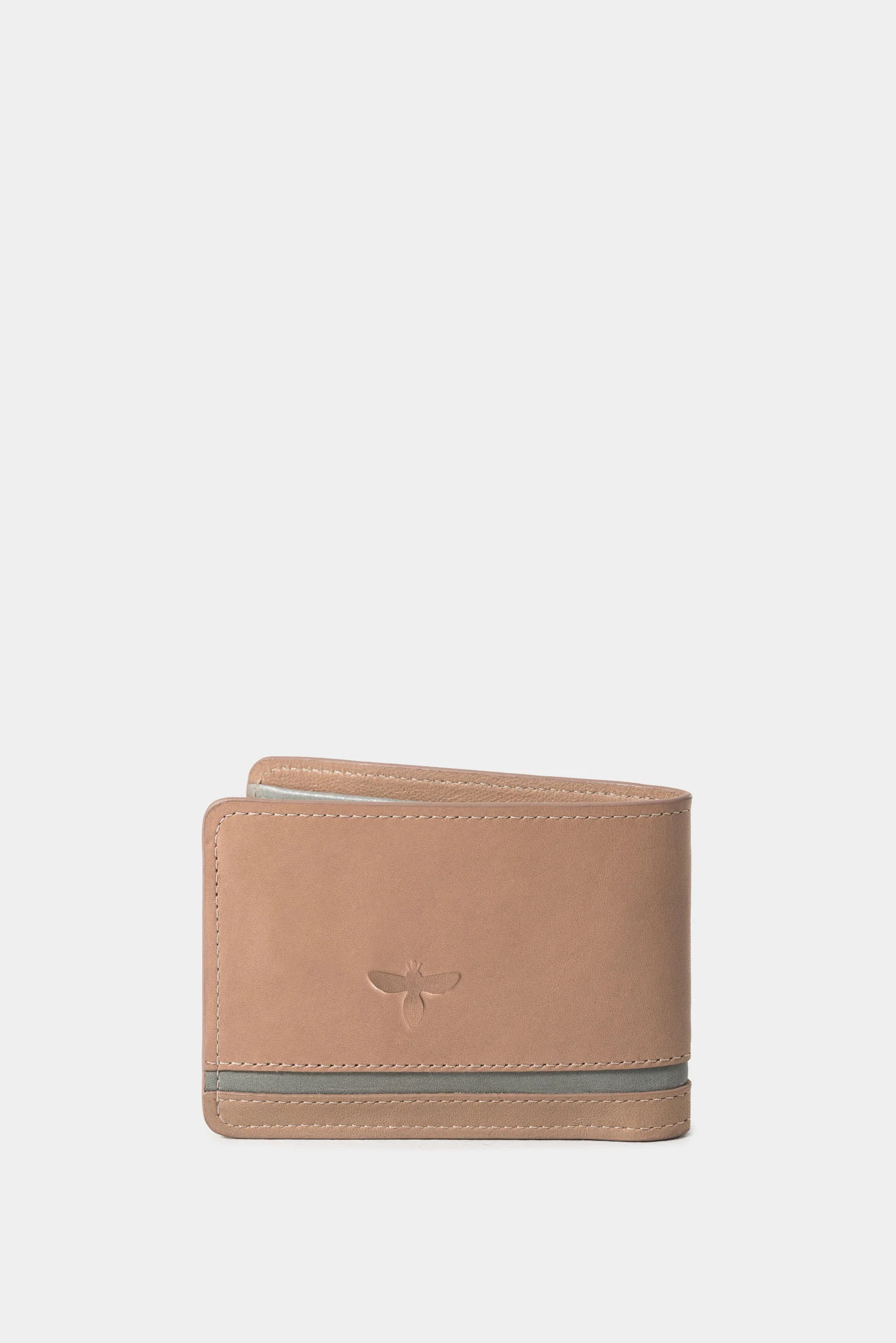 Hazelnut Leather Wallet for Men with Contrast Stripe - Image 3