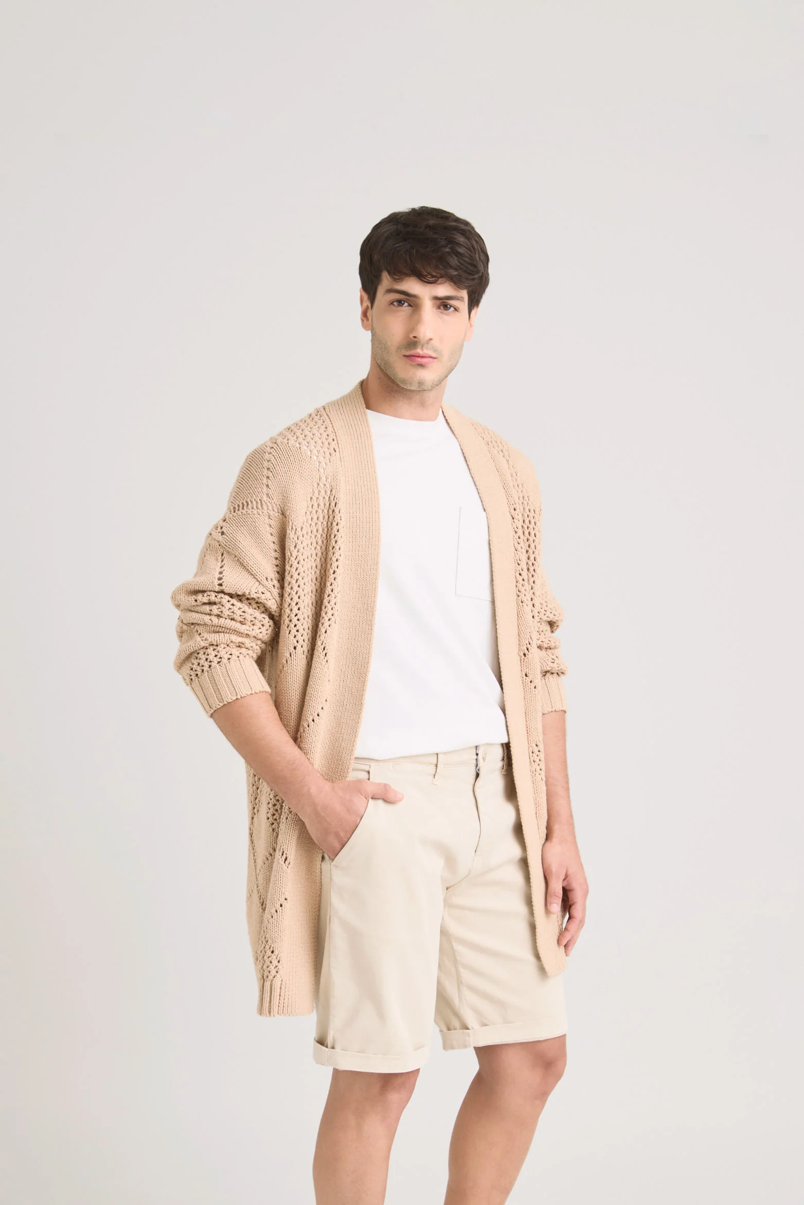 Helios Oversized Sweater for Men, Rectilinear Design - Image 4