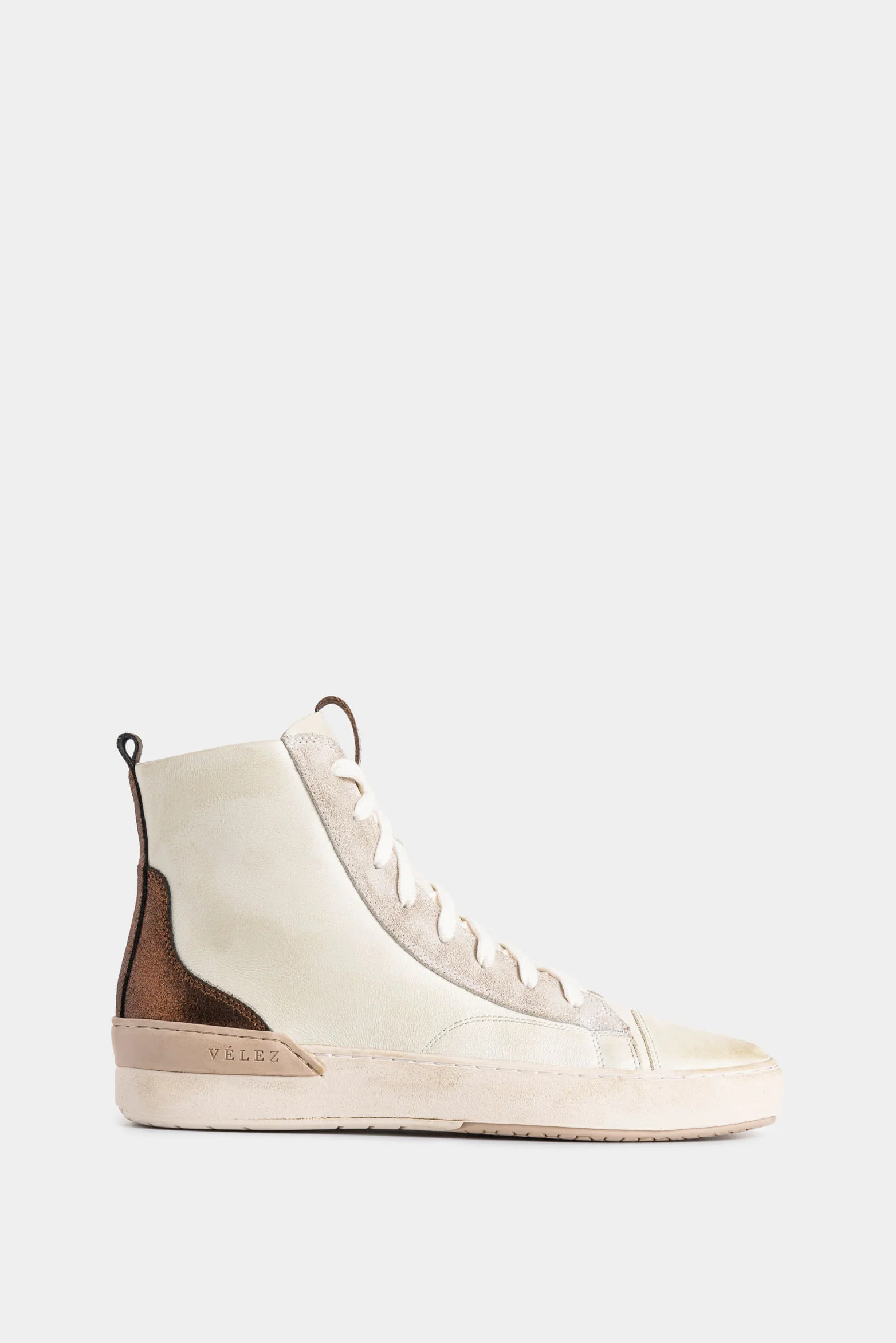 High-Top Leather Sneakers for Women with Foil Detail