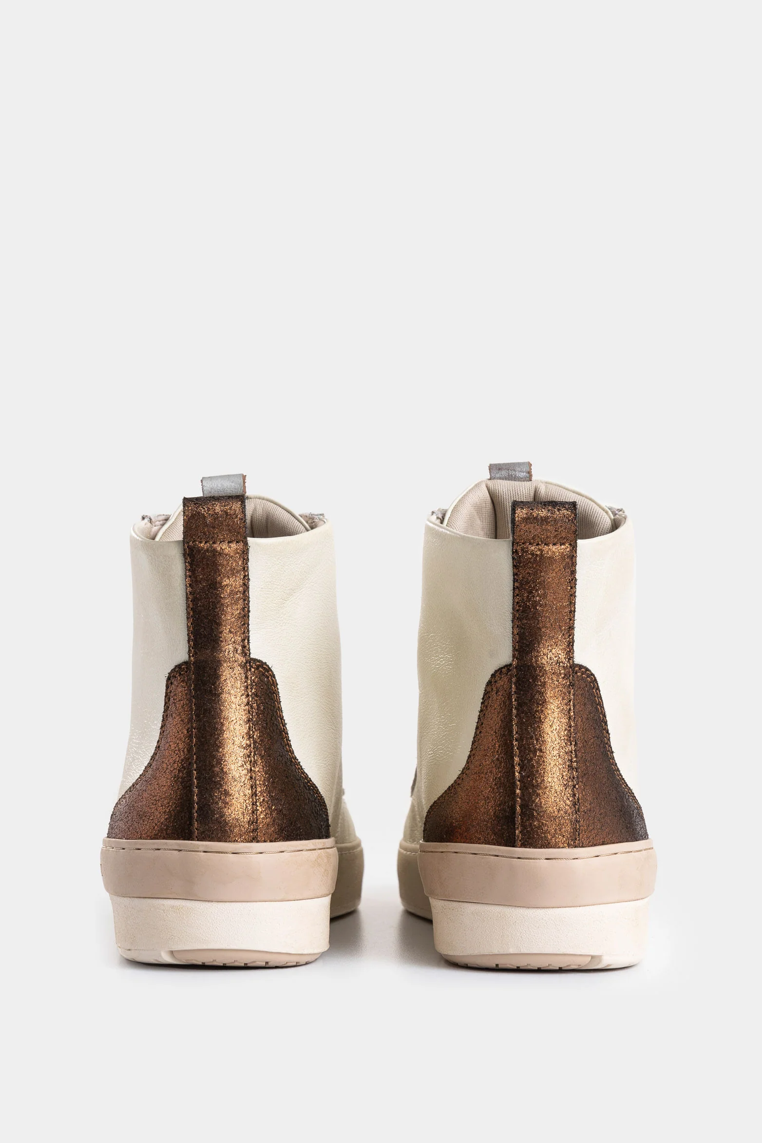 High-Top Leather Sneakers for Women with Foil Detail - Image 3