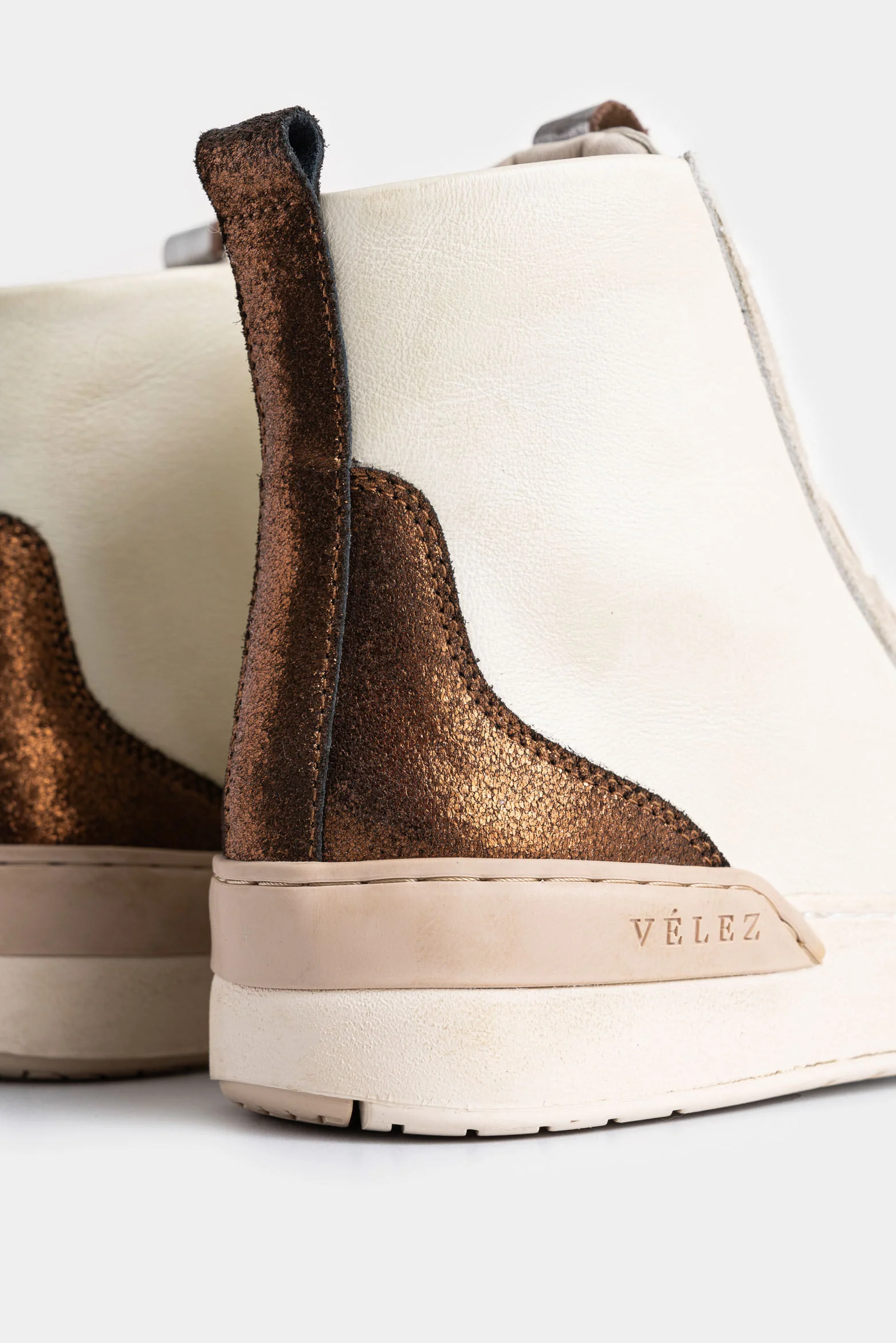High-Top Leather Sneakers for Women with Foil Detail - Image 5