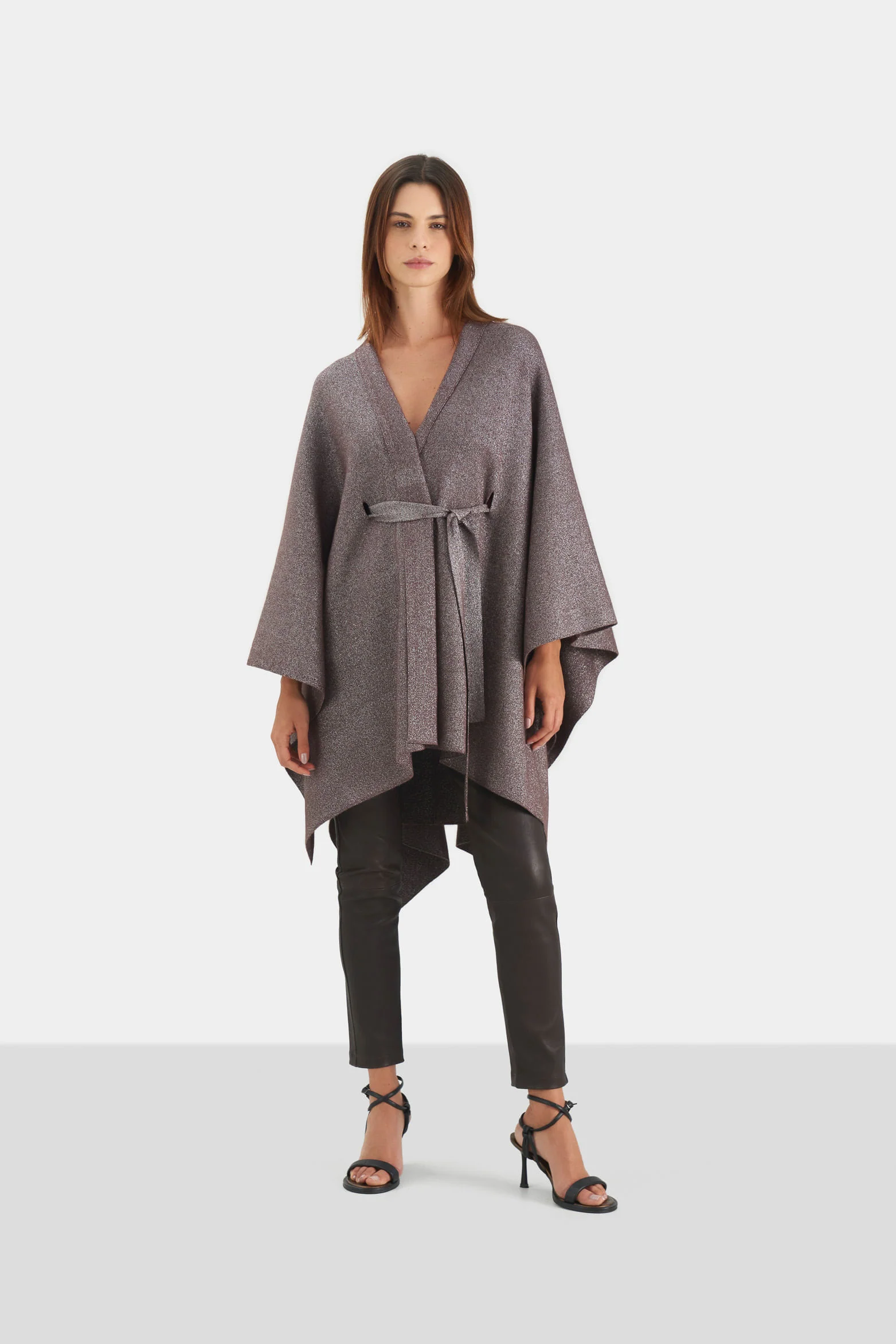 Iris Knitted Poncho for Women with Lurex Threads