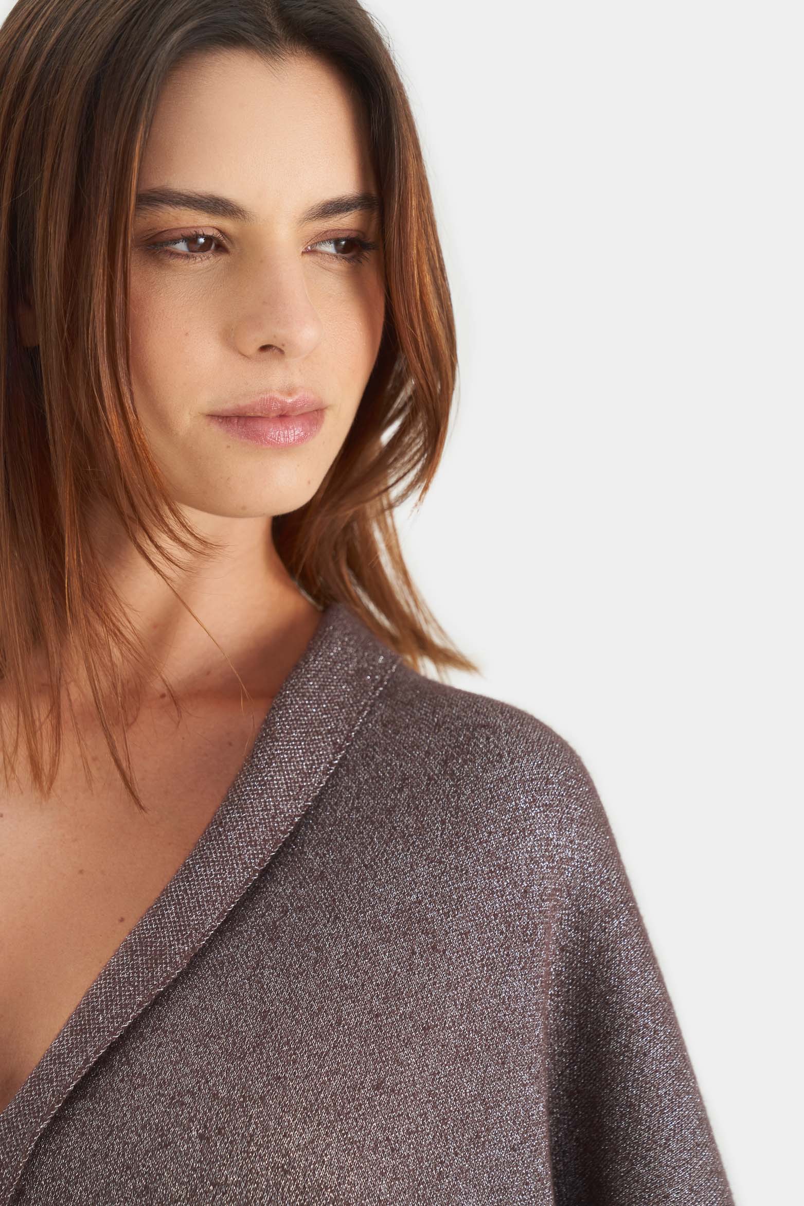 Iris Knitted Poncho for Women with Lurex Threads - Image 2