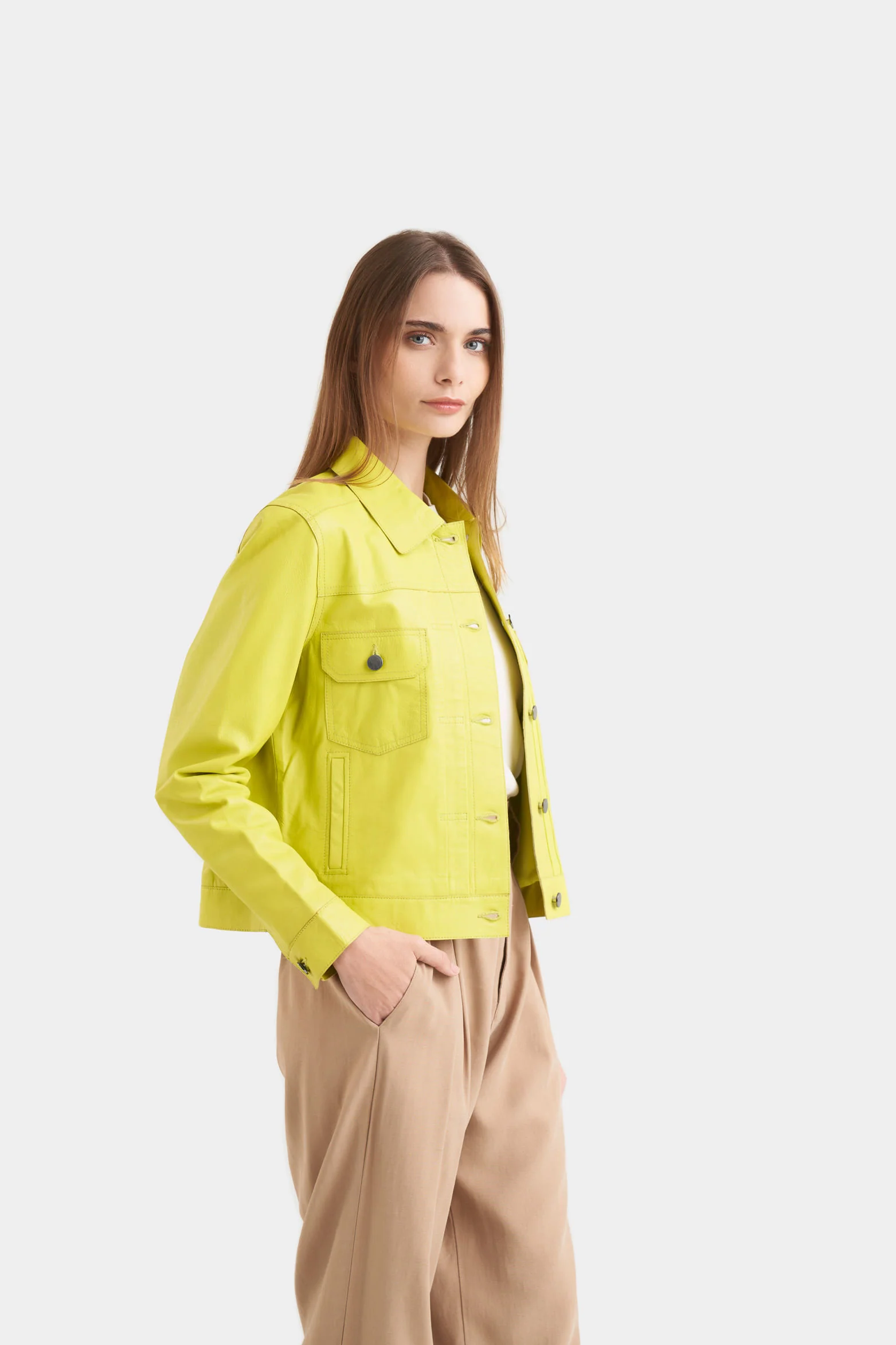 Kalahari Leather Trucker Jacket for Women - Image 3