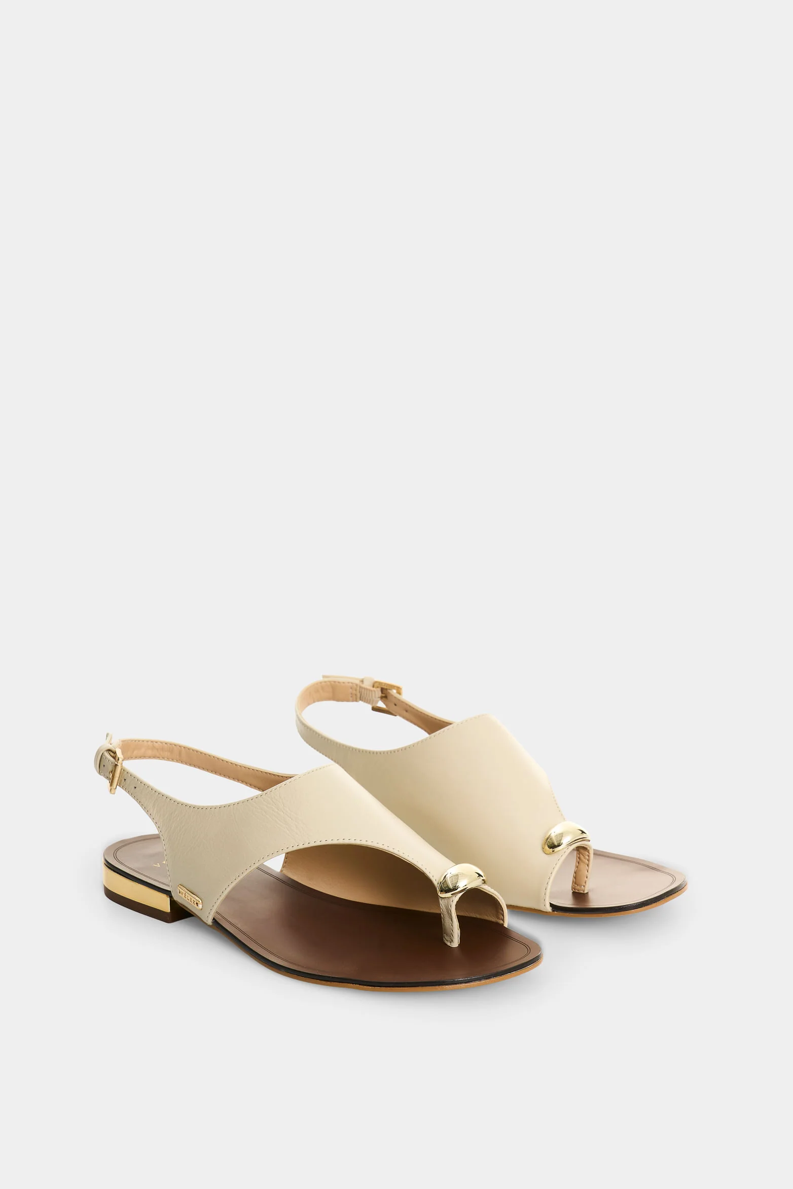 Leather Flat Sandals for Women Aqua - Image 2