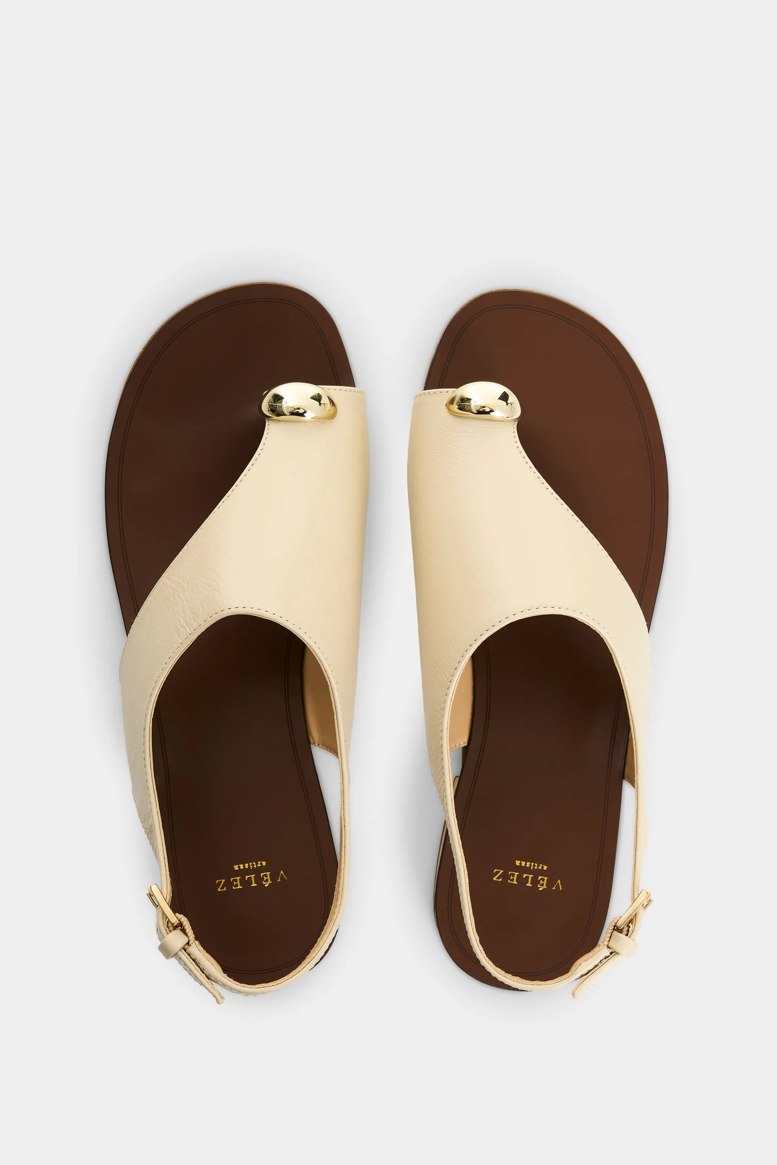Leather Flat Sandals for Women Aqua - Image 4
