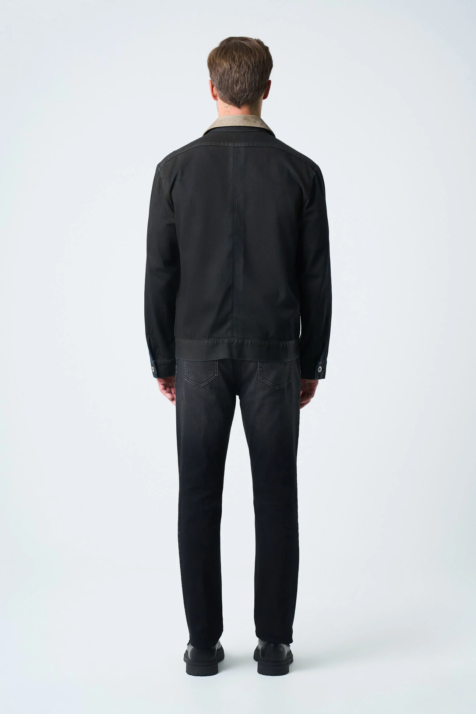 Lerna Jacket in Denim and Leather for Men, Trucker Silhouette - Image 3