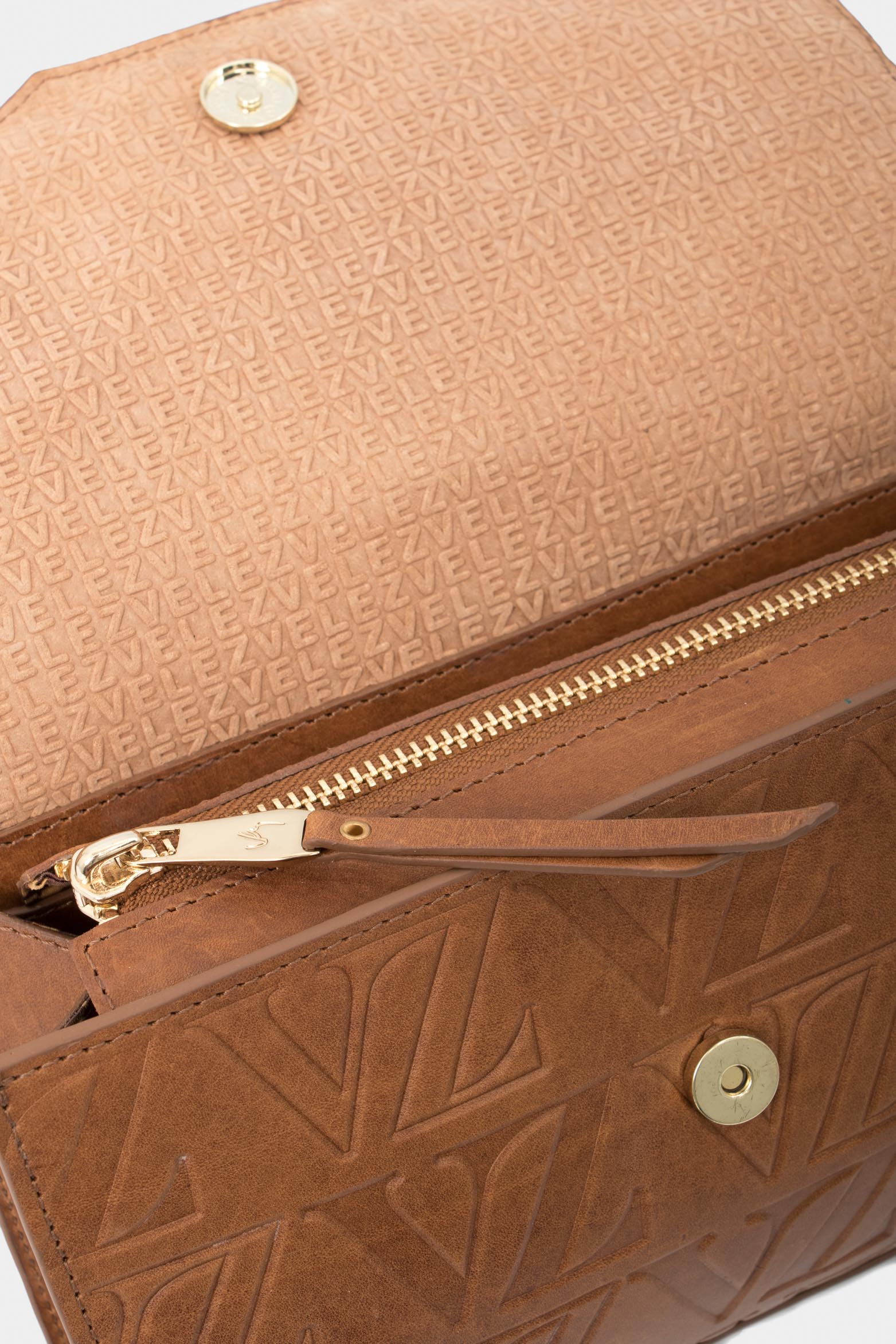 Lili Mini Shoulder Handbags in Embossed VZ Honey-Colored Leather - Image 5