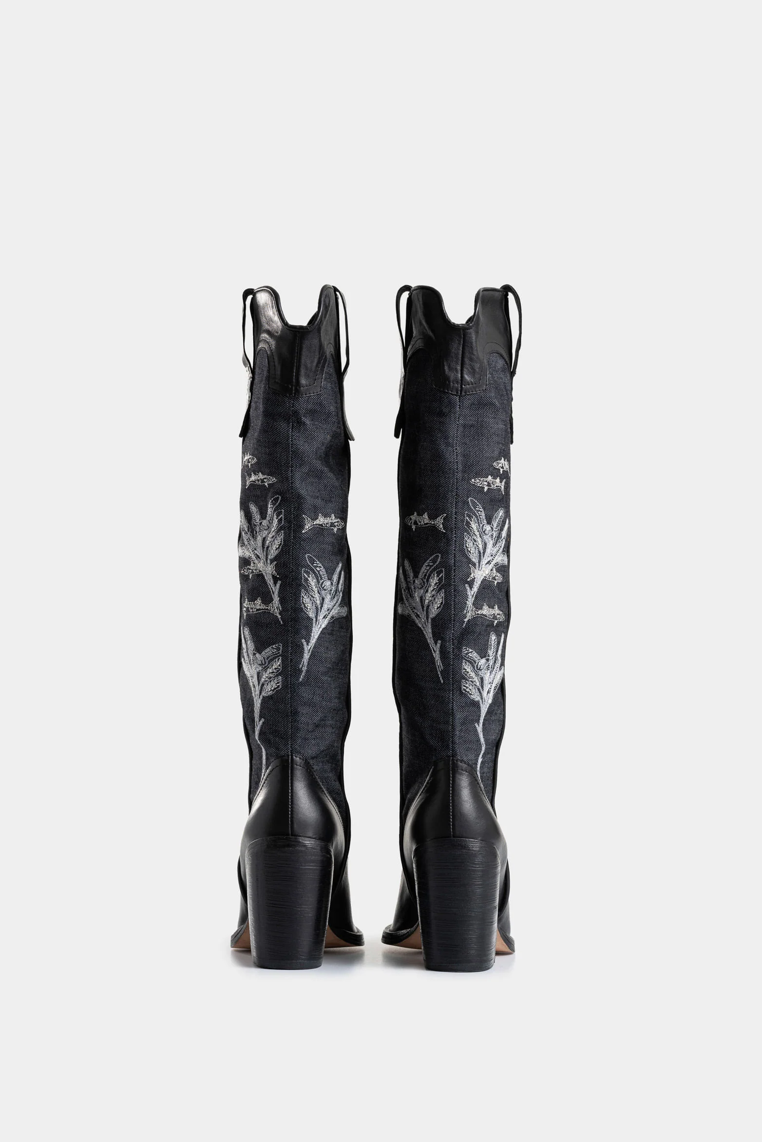Linaje Boots in Denim and Leather for Women Texan Silhouette - Image 4