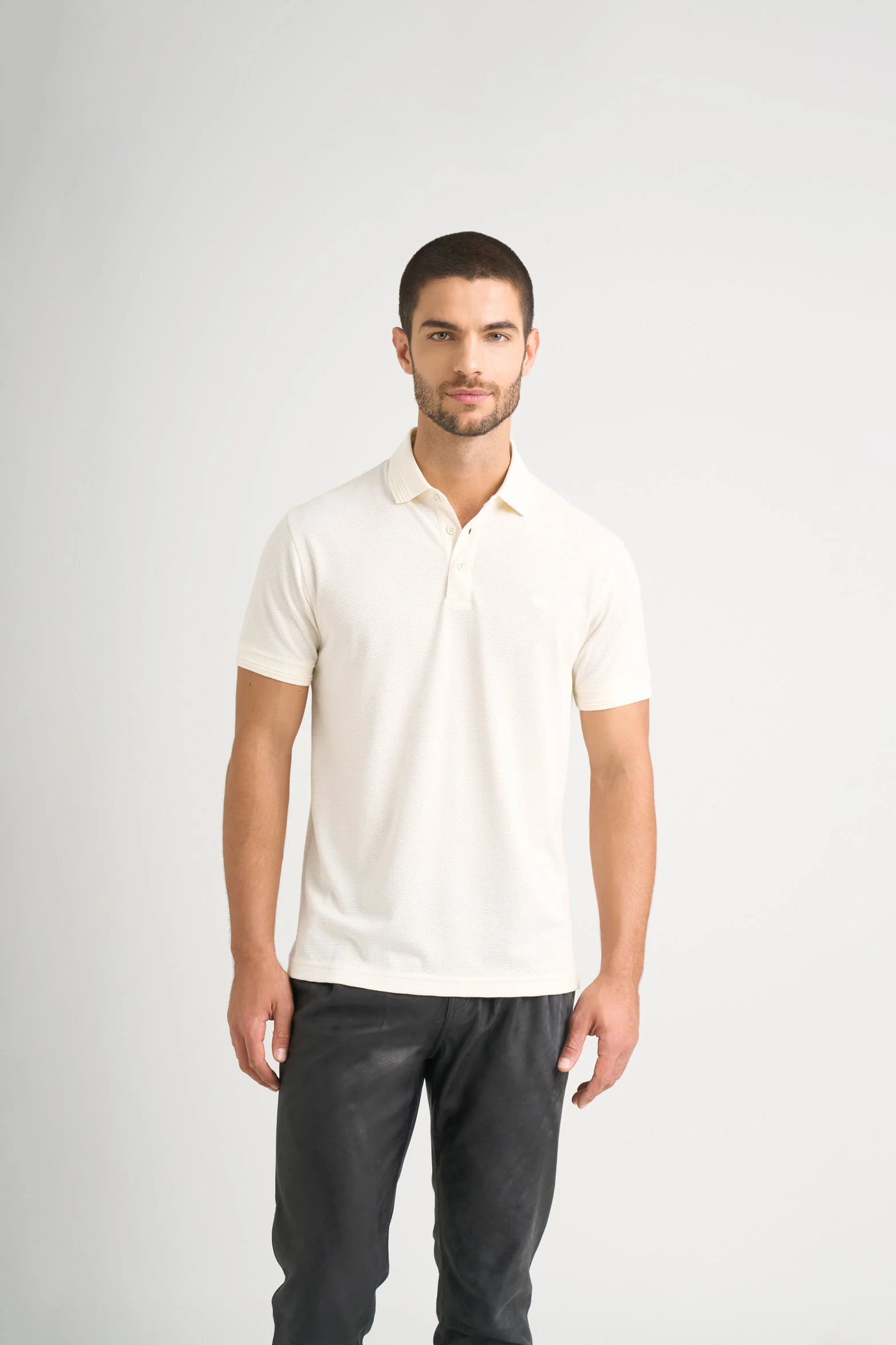 Lucca short-sleeve textured polo shirt for men