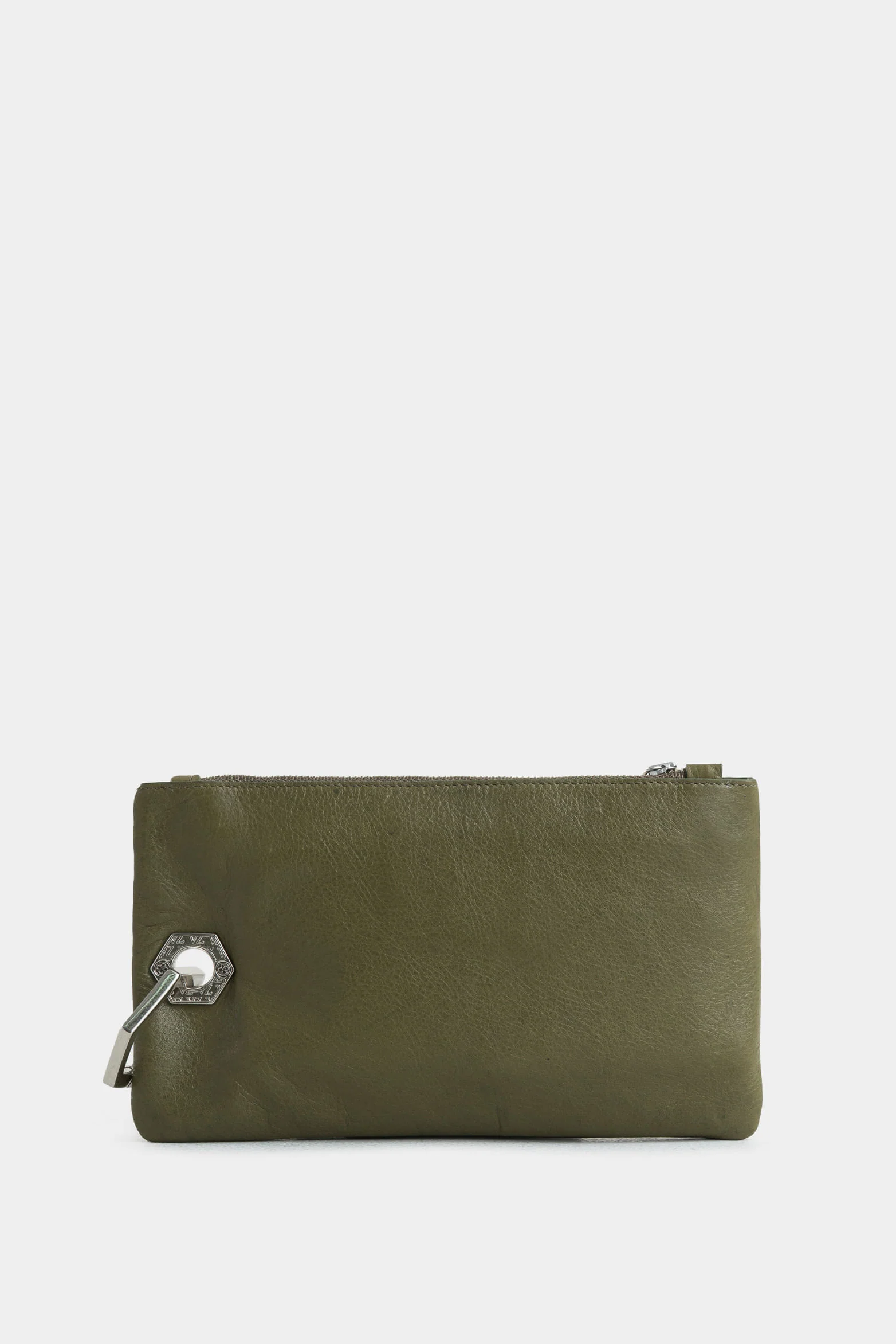 Lucia Leather Cosmetic Bag with Hexagonal Hardware - Image 3