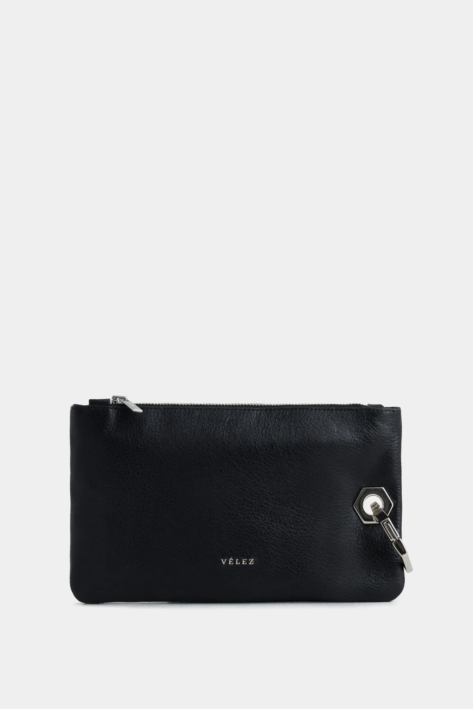 Lucía Leather Cosmetic Bag with Hexagonal Hardware for Women