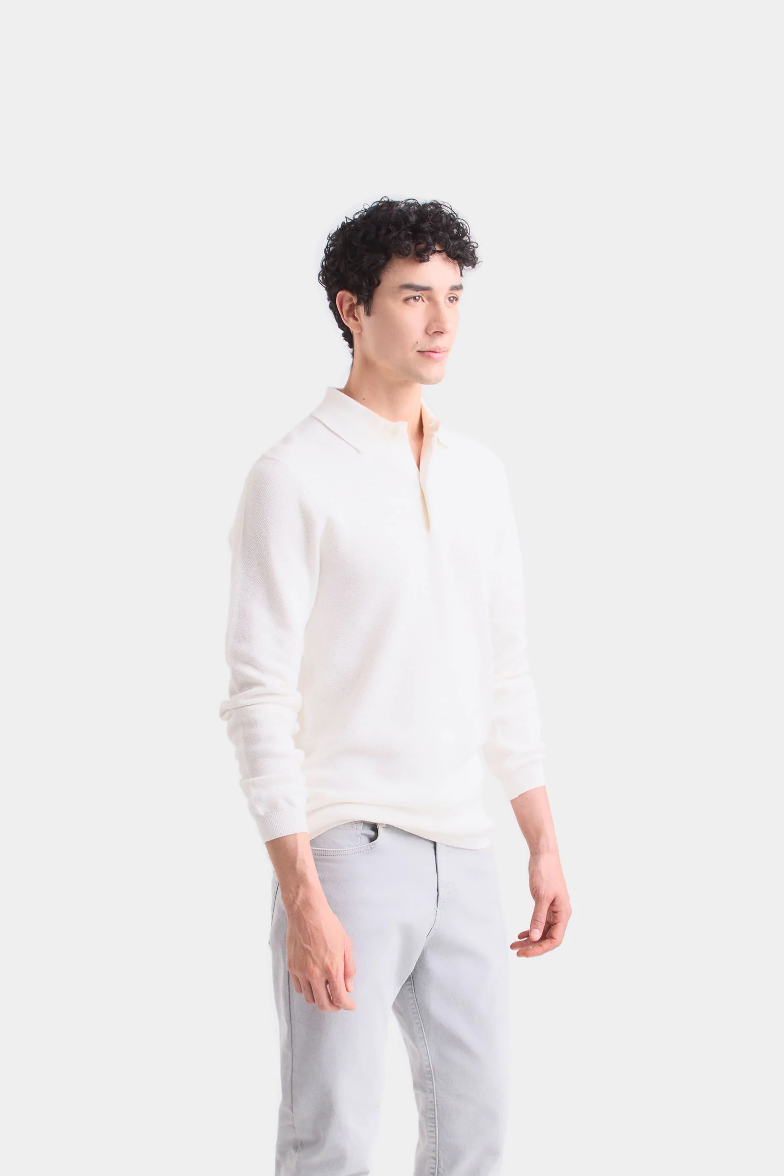 Lugano Long Sleeve Polo for Men Semi-Fitted - Image 3