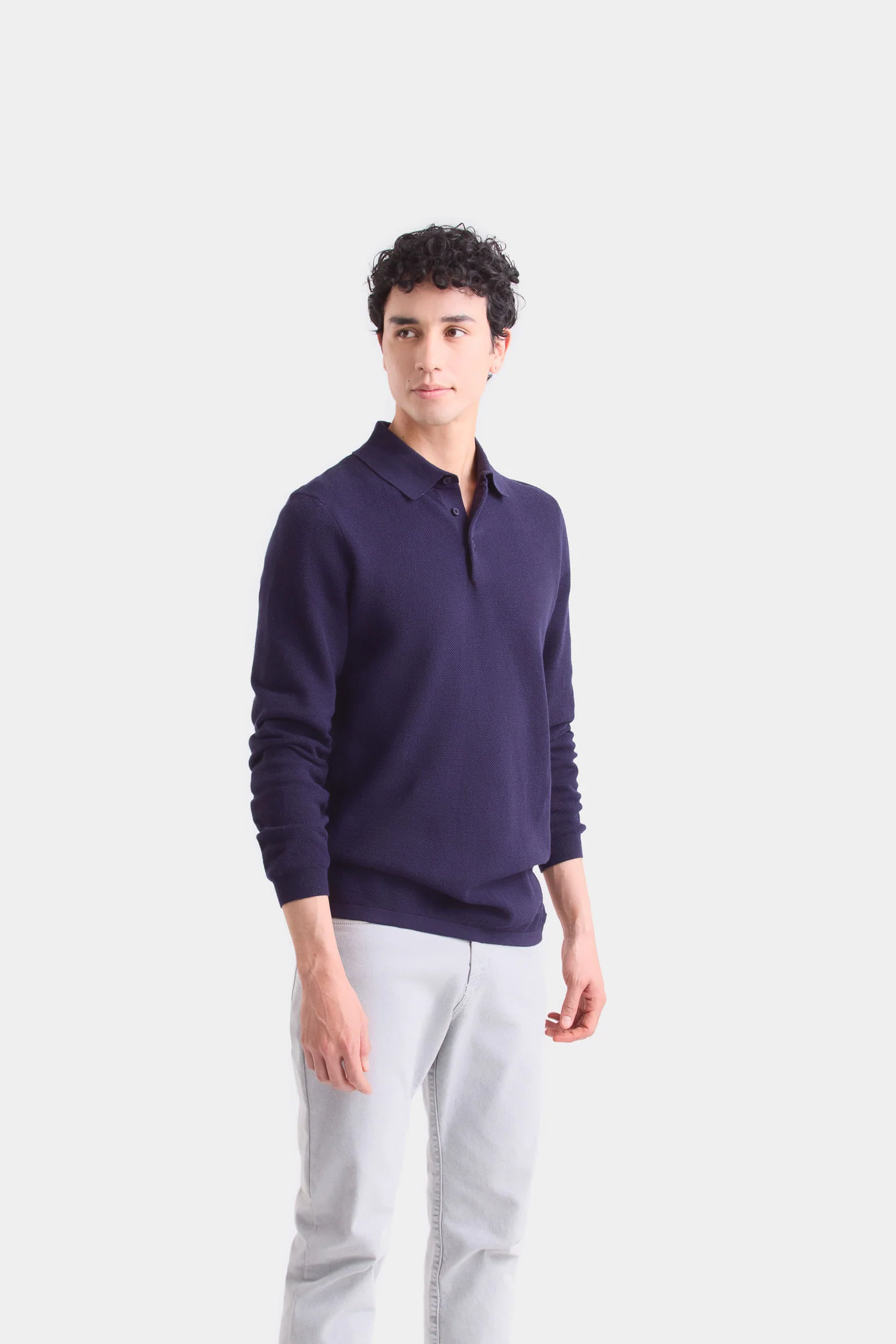 Lugano Long Sleeve Polo for Men Semi-Fitted - Image 3