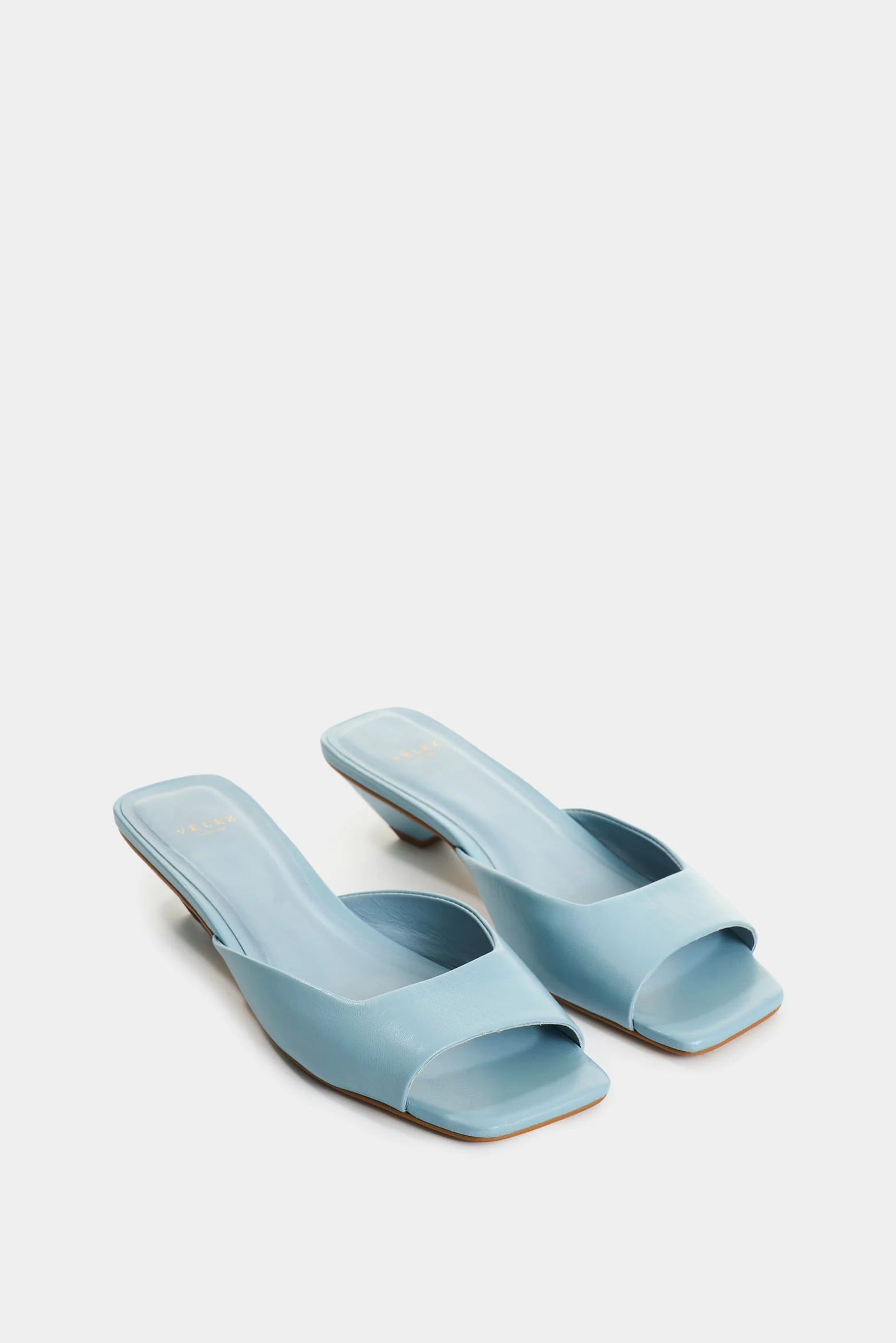 Marquee Light Blue Leather Heeled Sandals for Women - Image 2